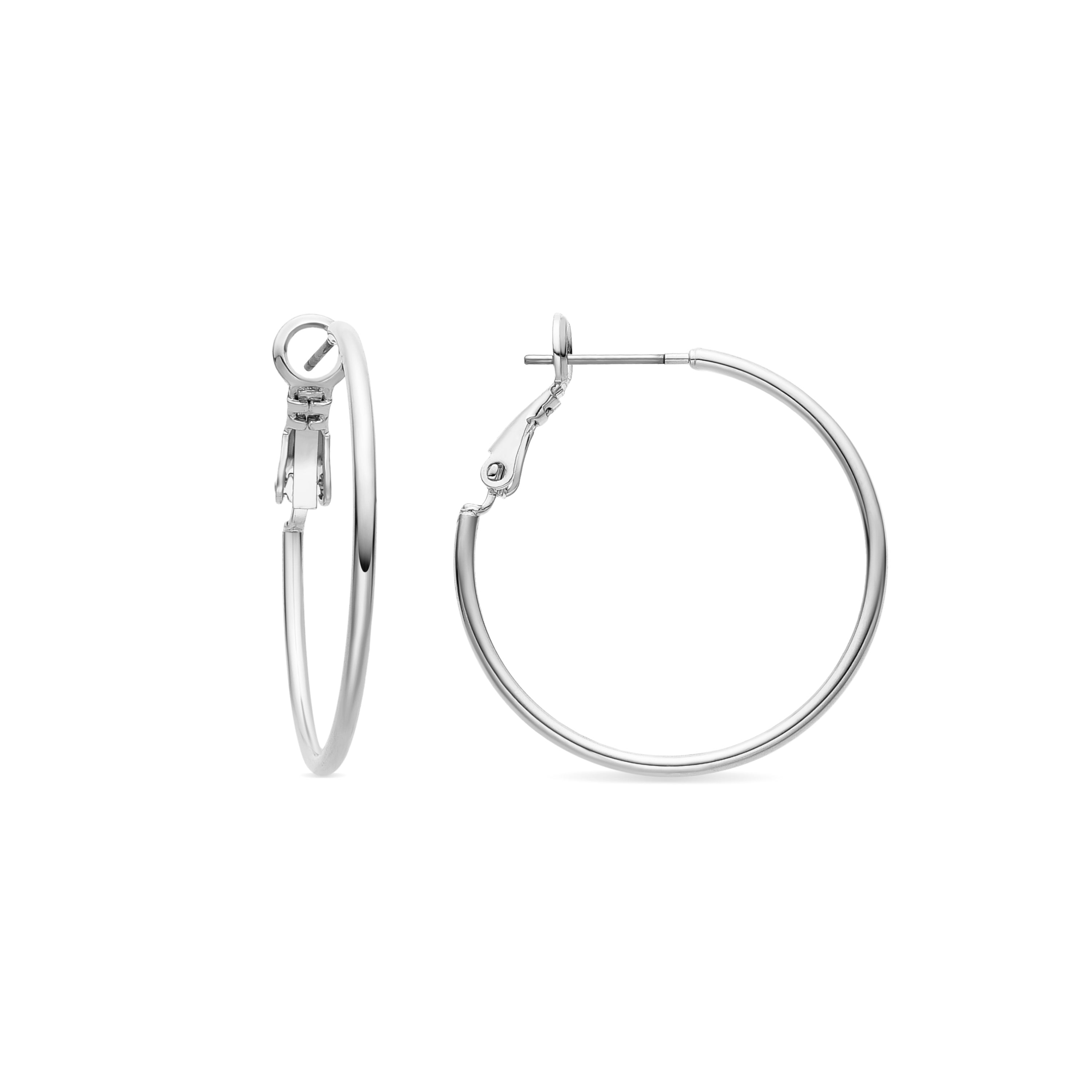 Rhodium-plated earrings - Kelxo