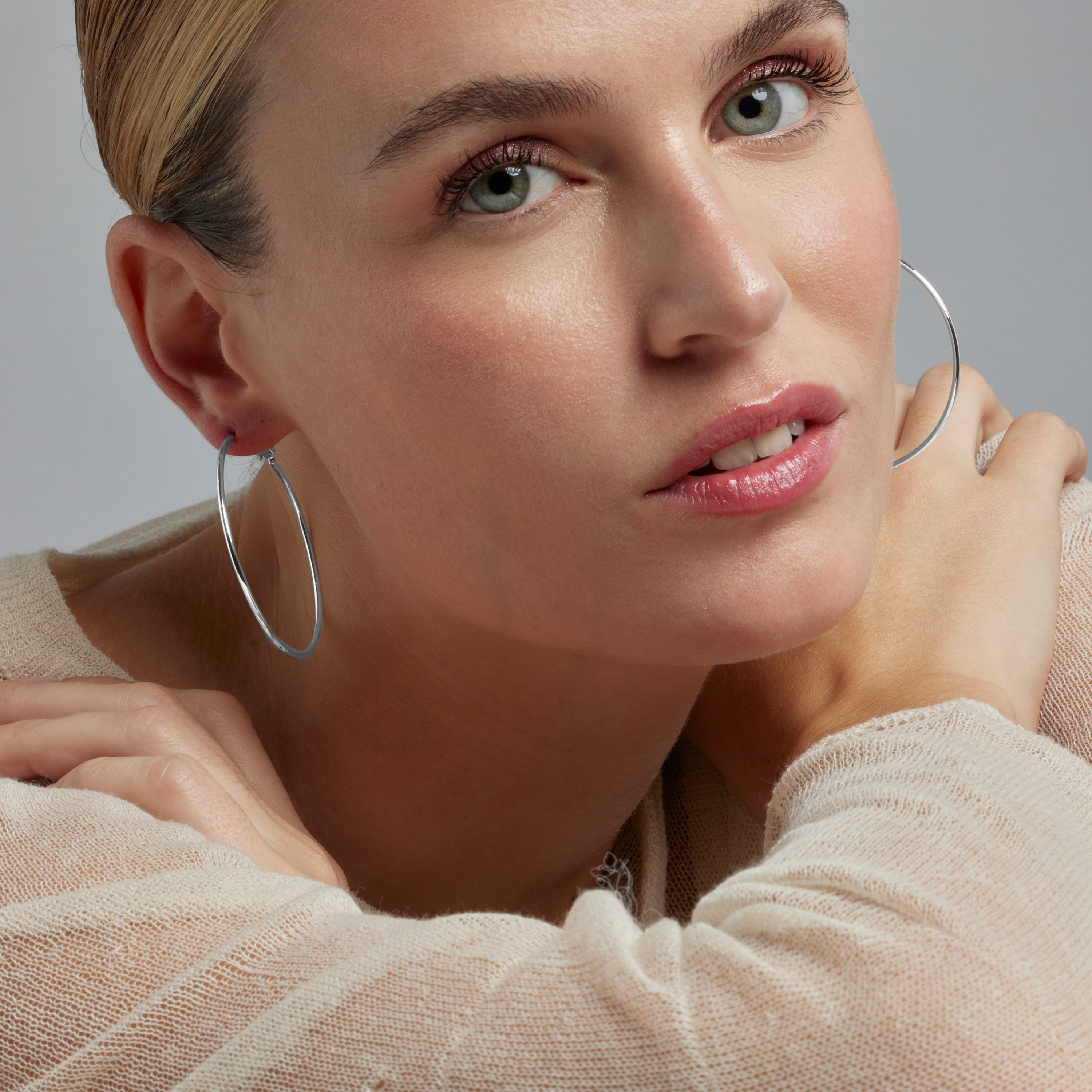 Rhodium-plated earrings - Kelxo