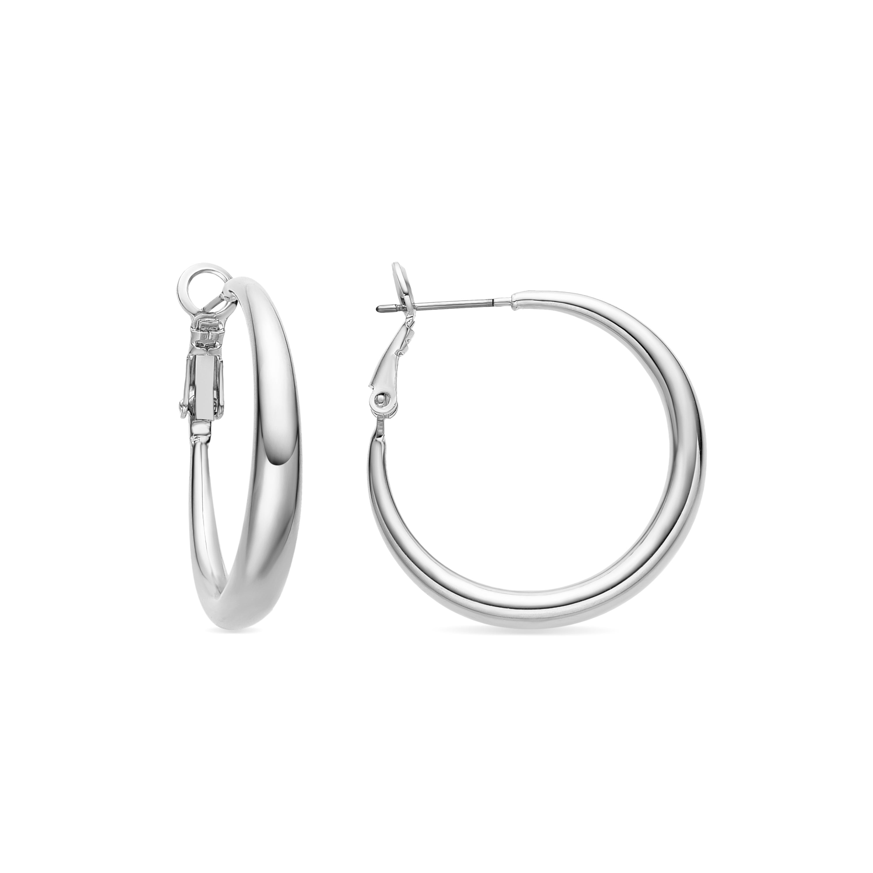 Rhodium-plated earrings - Qupa