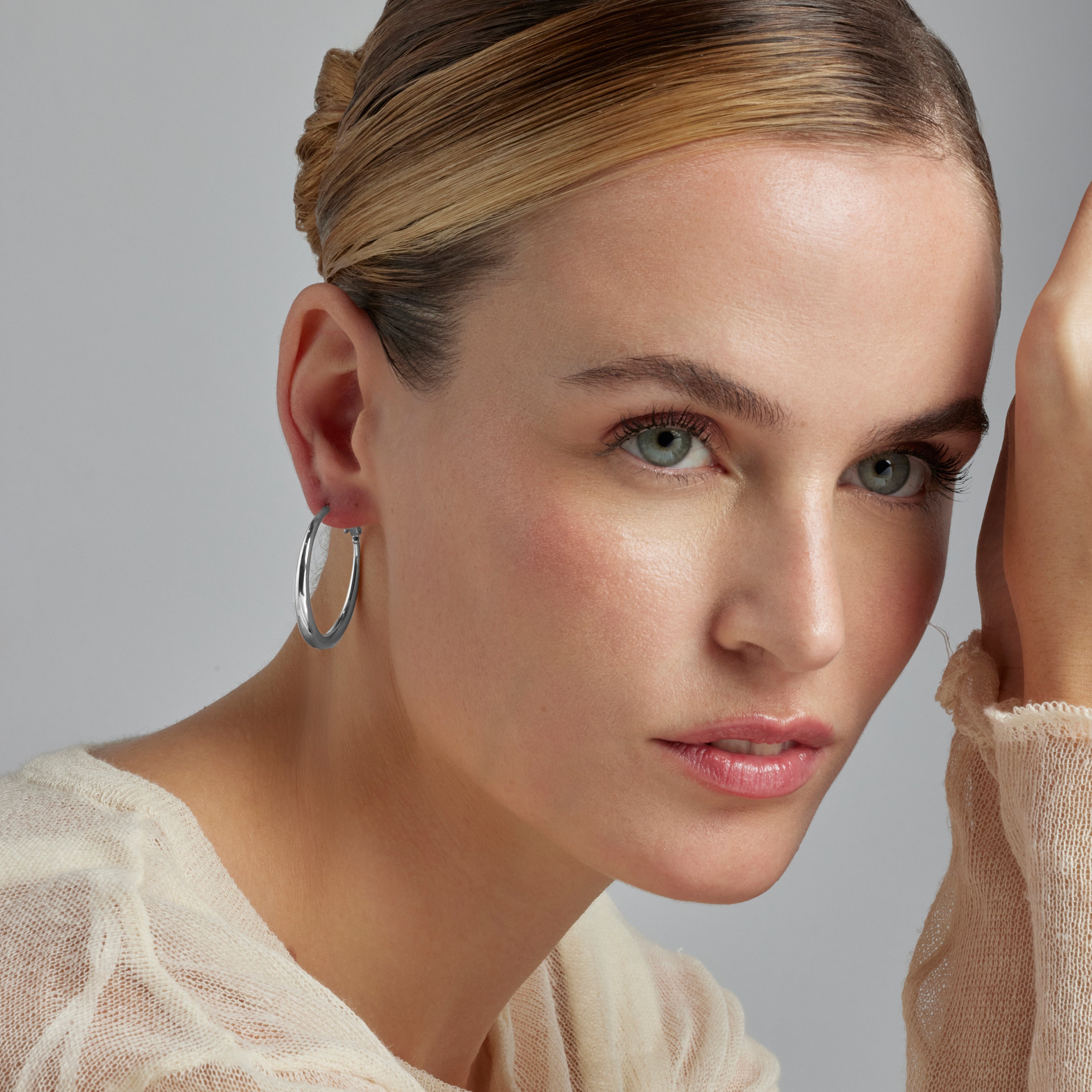 Rhodium-plated earrings - Qupa