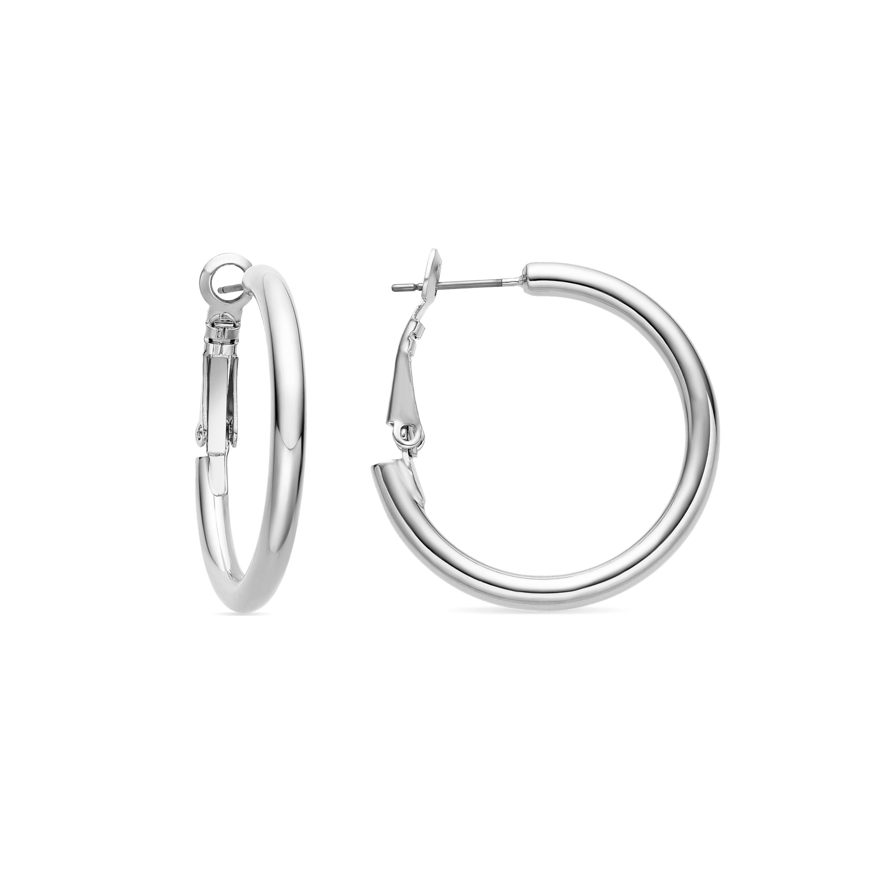 Rhodium-plated earrings - Sadro