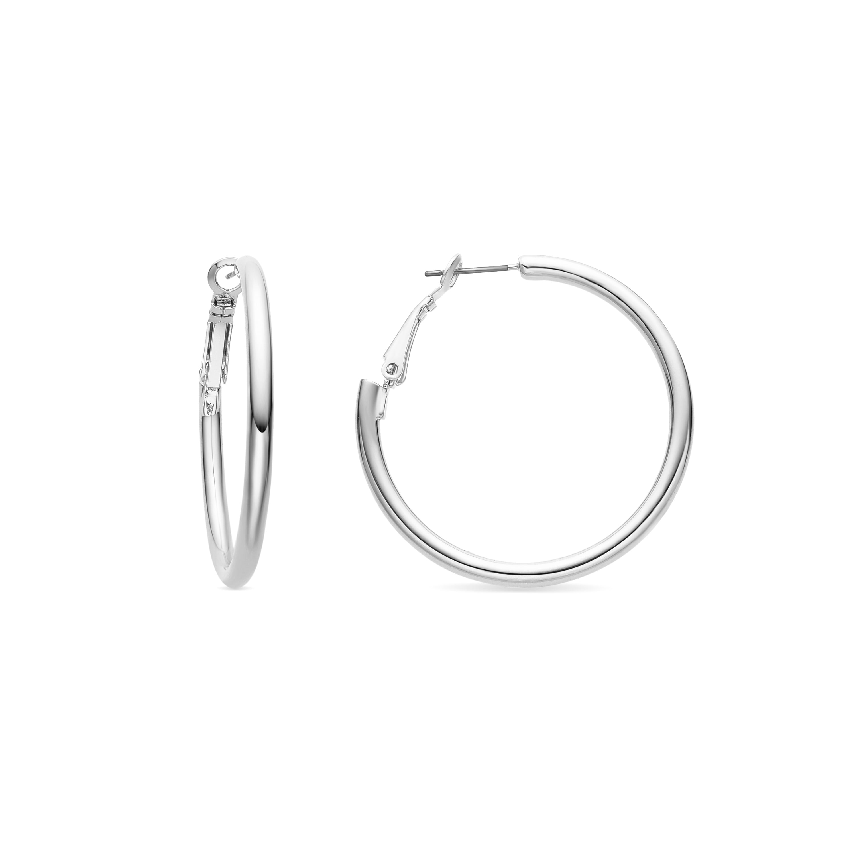 Rhodium-plated earrings - Sadro