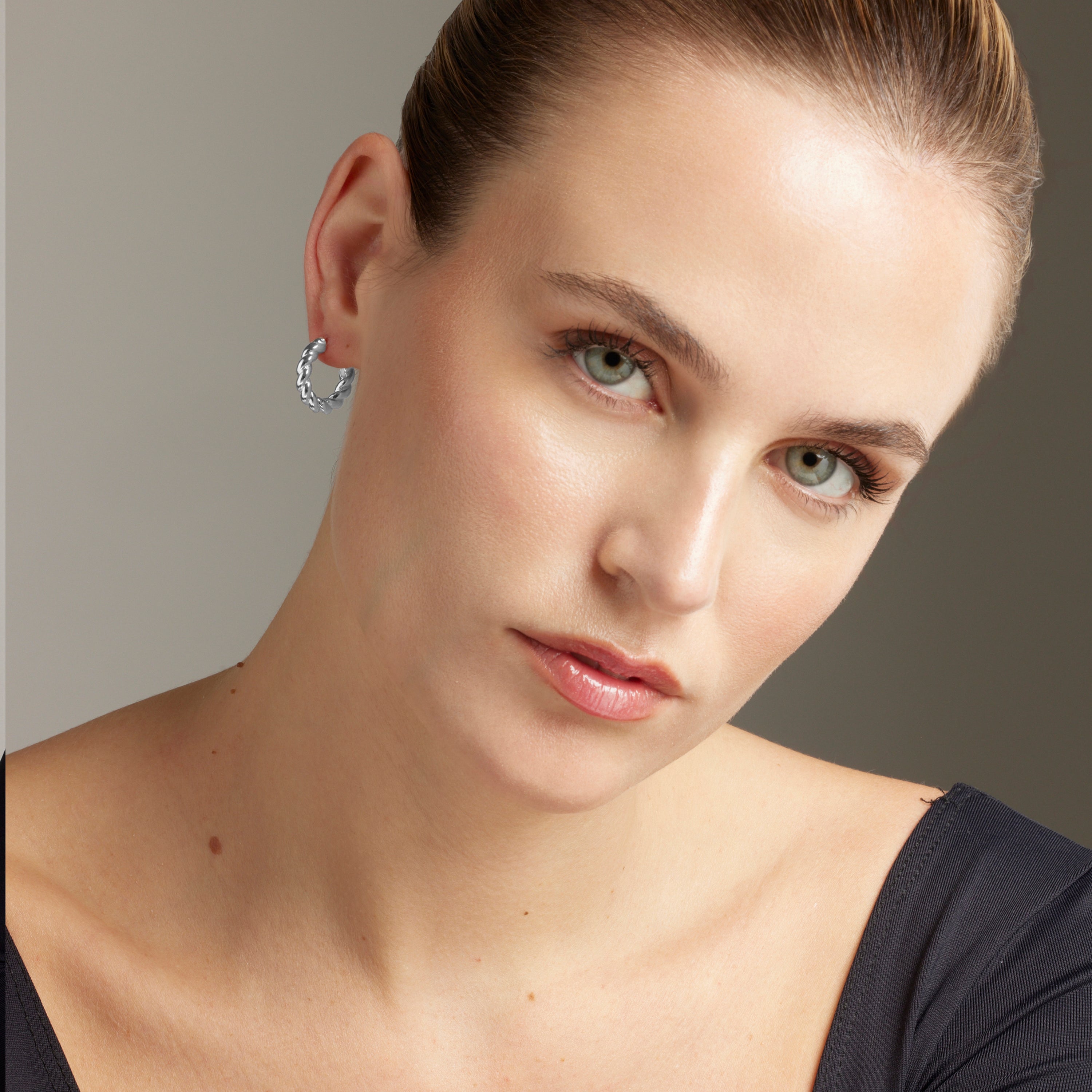 Silver-finished earrings - Tansit