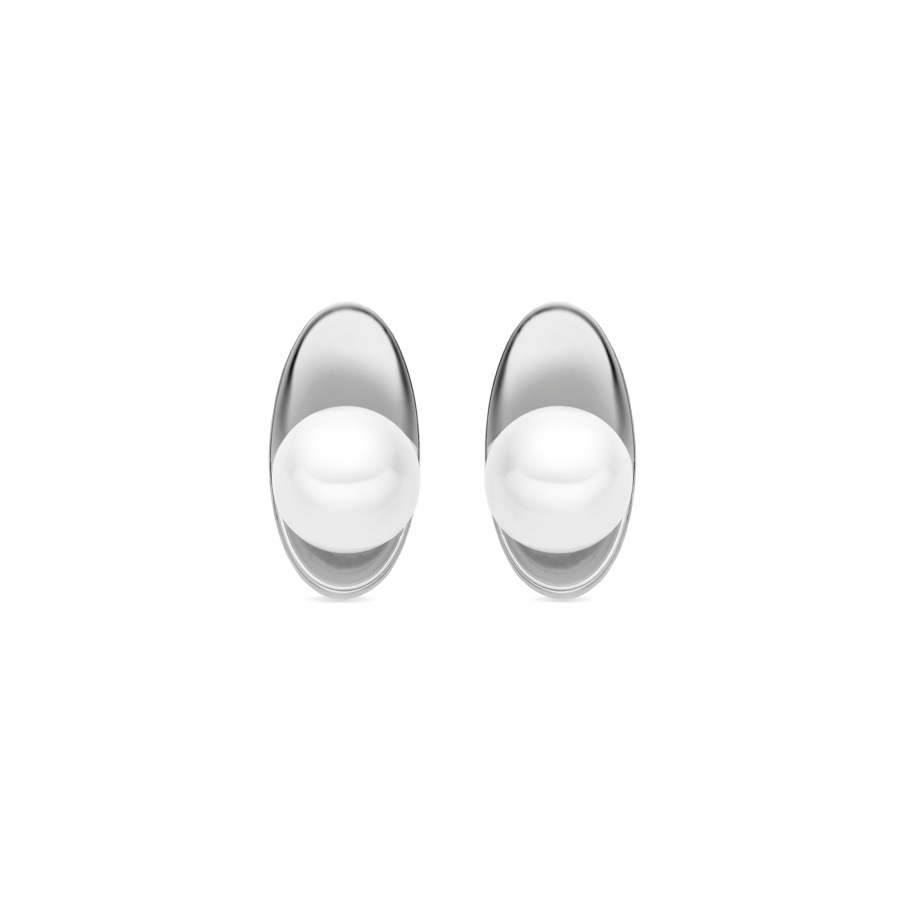 Earrings with white pearl, silver finish - Lyhu