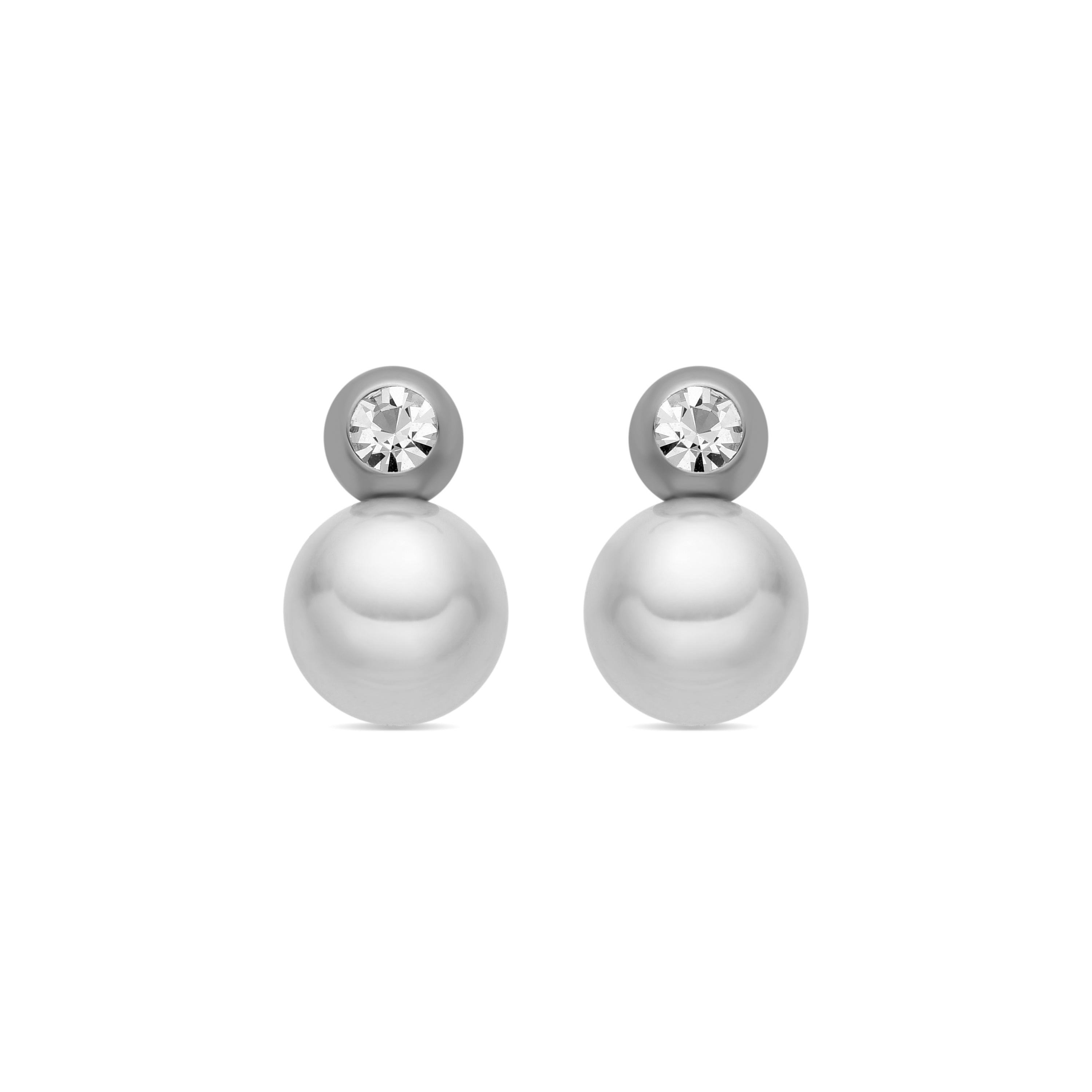Pendientes con Perla Blanca acabado plata - Asny