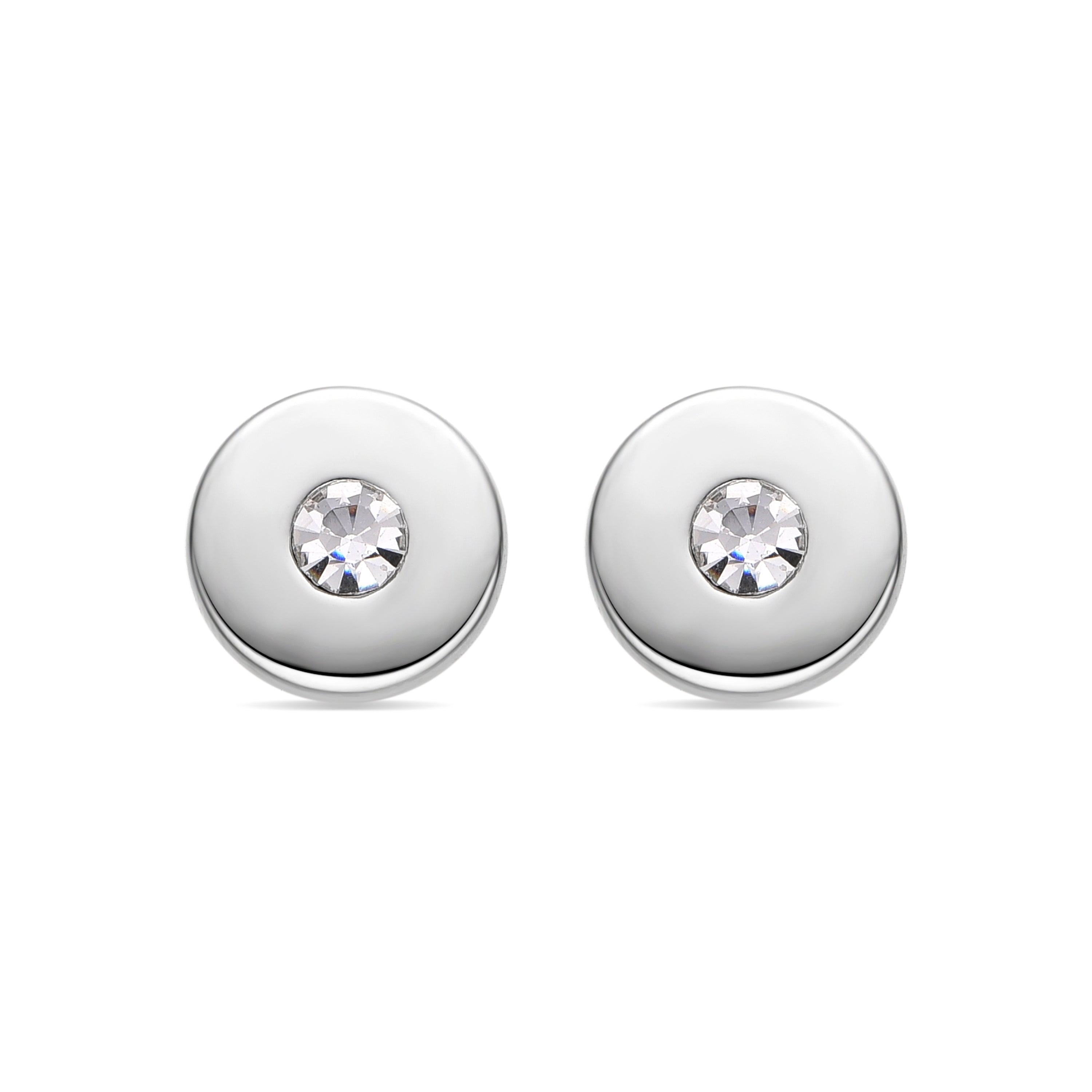Earrings with shiny zirconia in silver finish - Moi