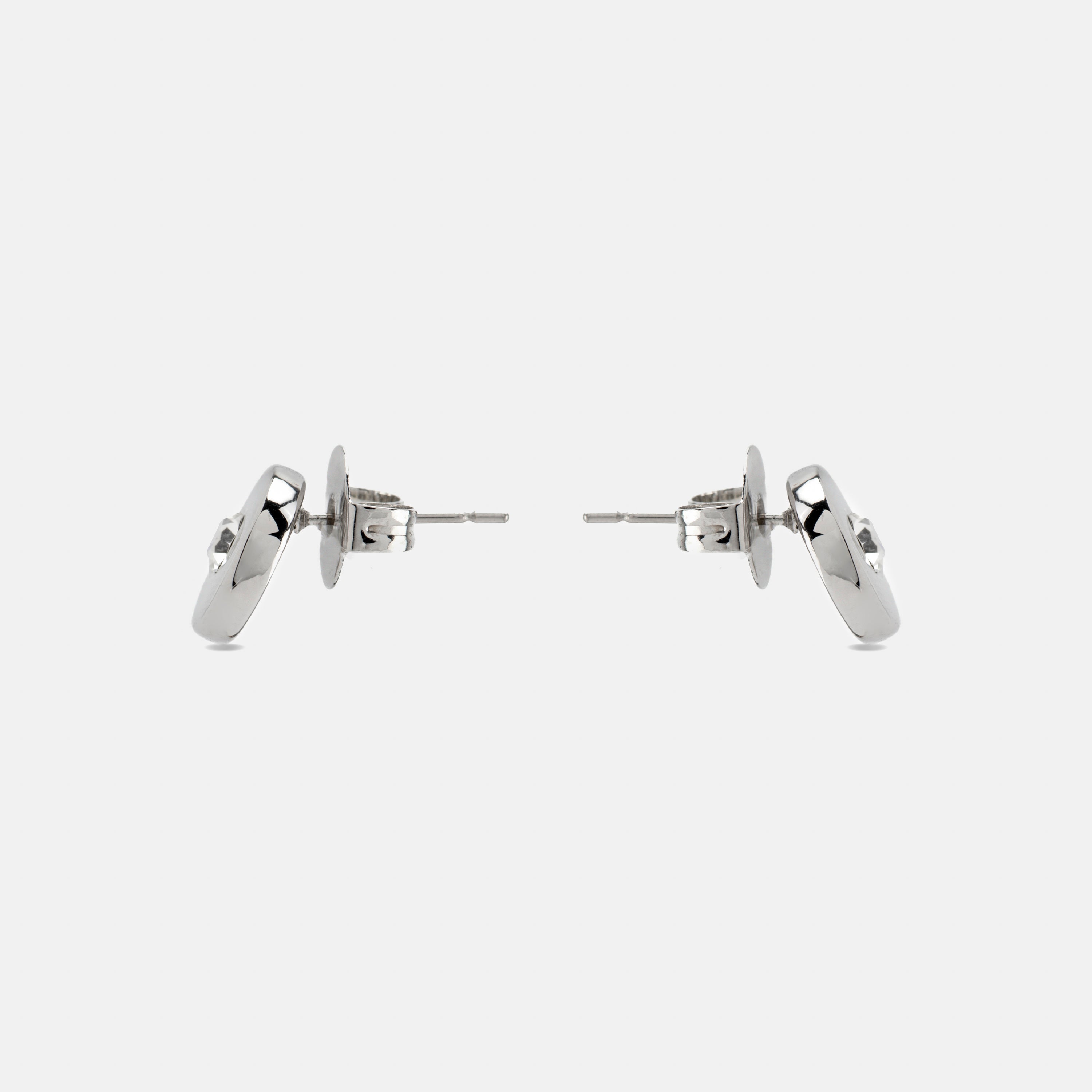 Earrings with shiny zirconia in silver finish - Moi