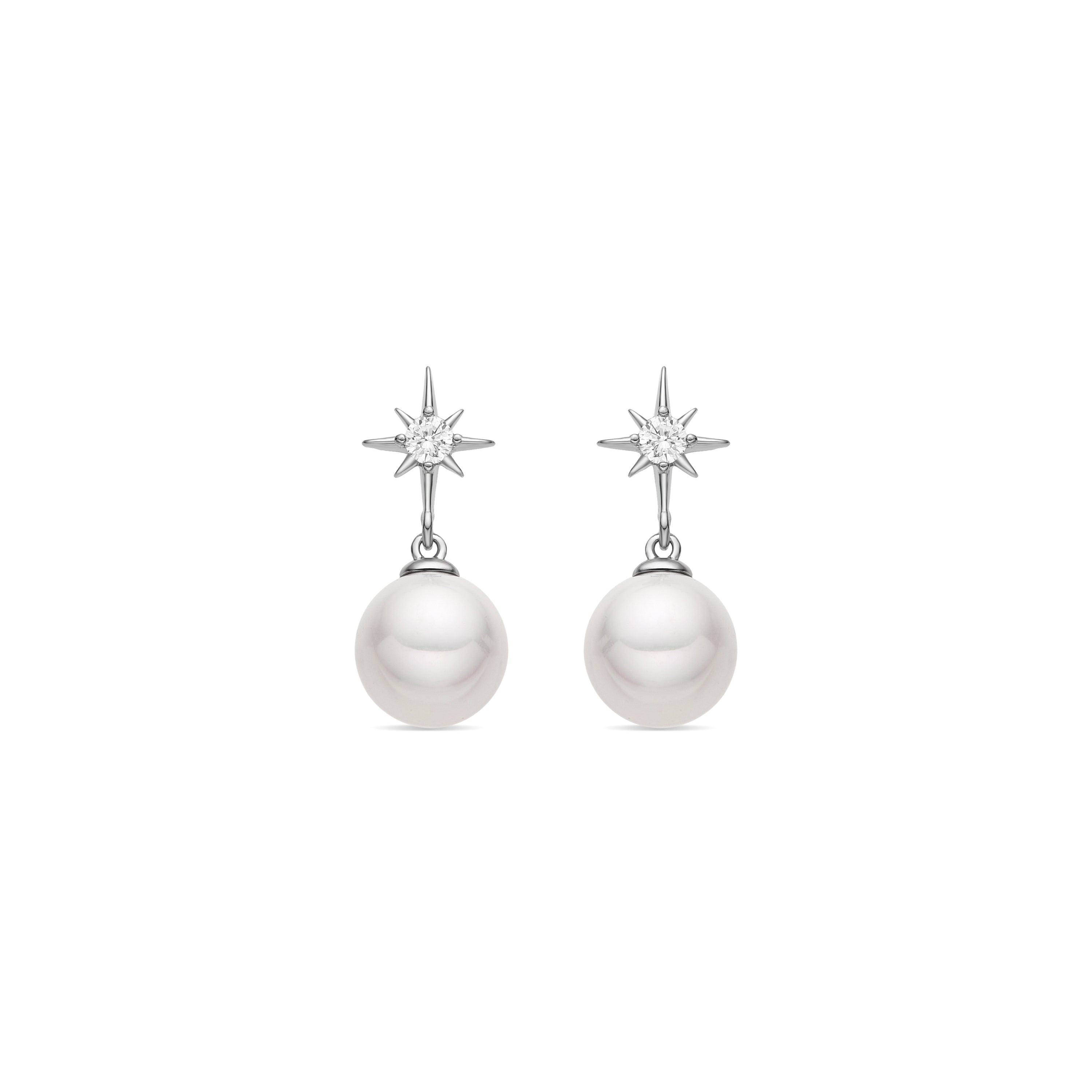 Pendientes con Perla Blanca acabado plata - Miara