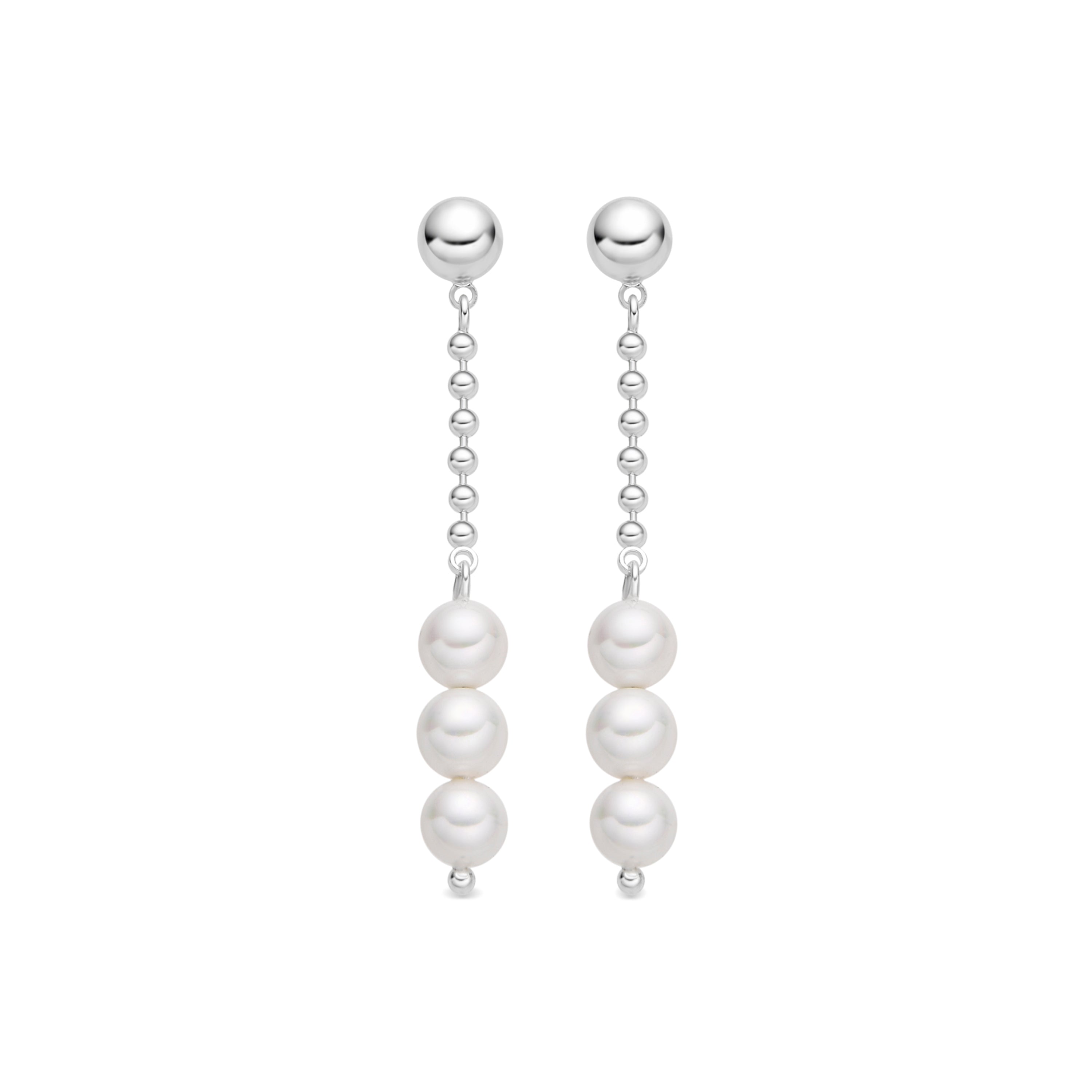 Pendientes con Perla Blanca acabado plata - Galdin