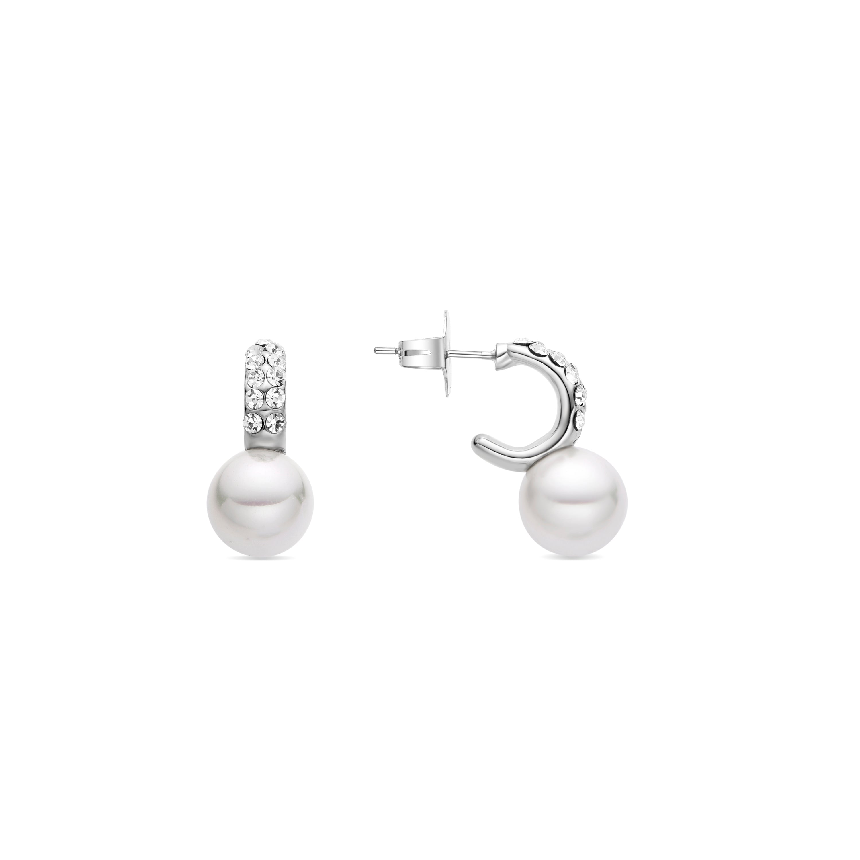 Pendientes con Perla Blanca acabado plata - Lianath
