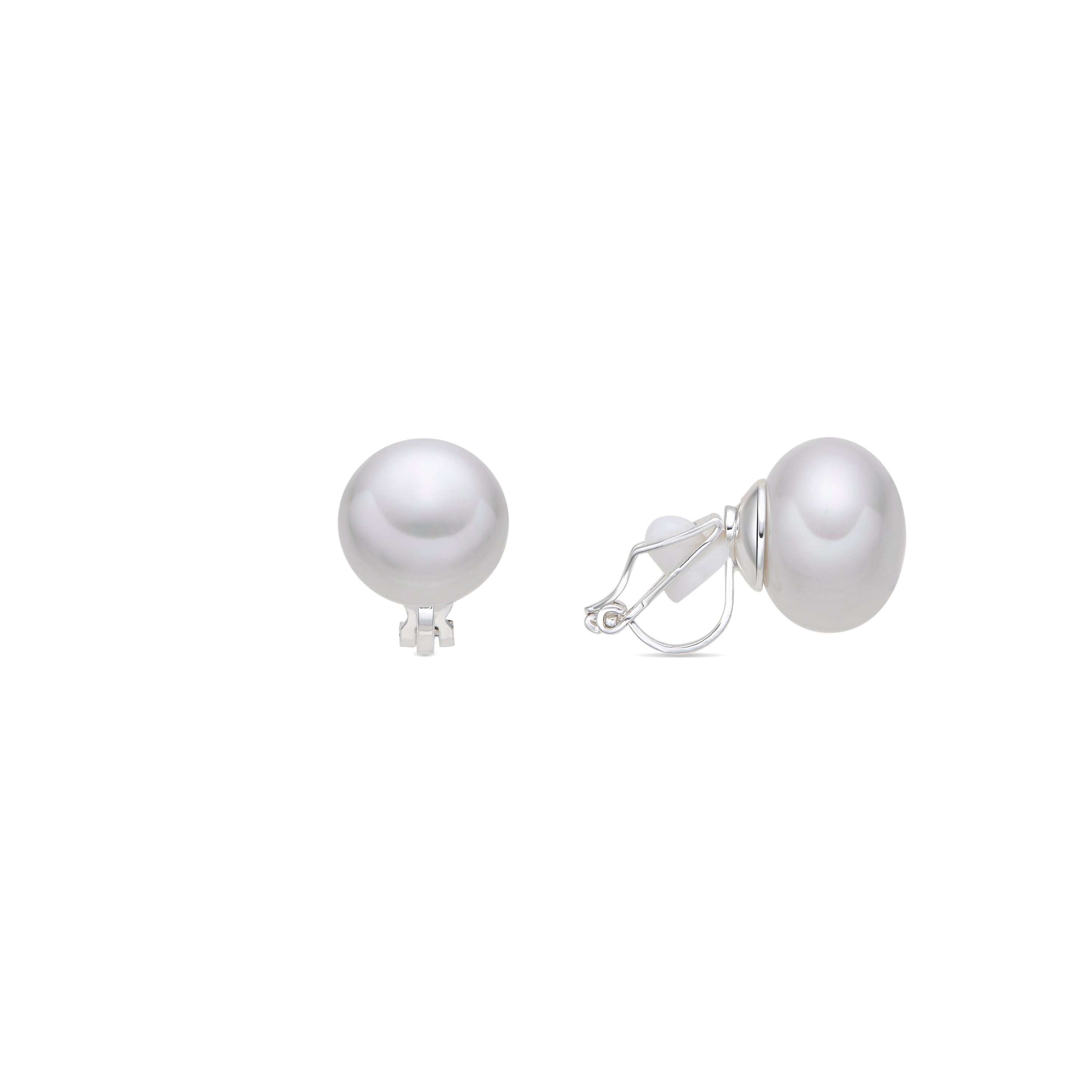 Silver-finished earrings with white pearls - Benet