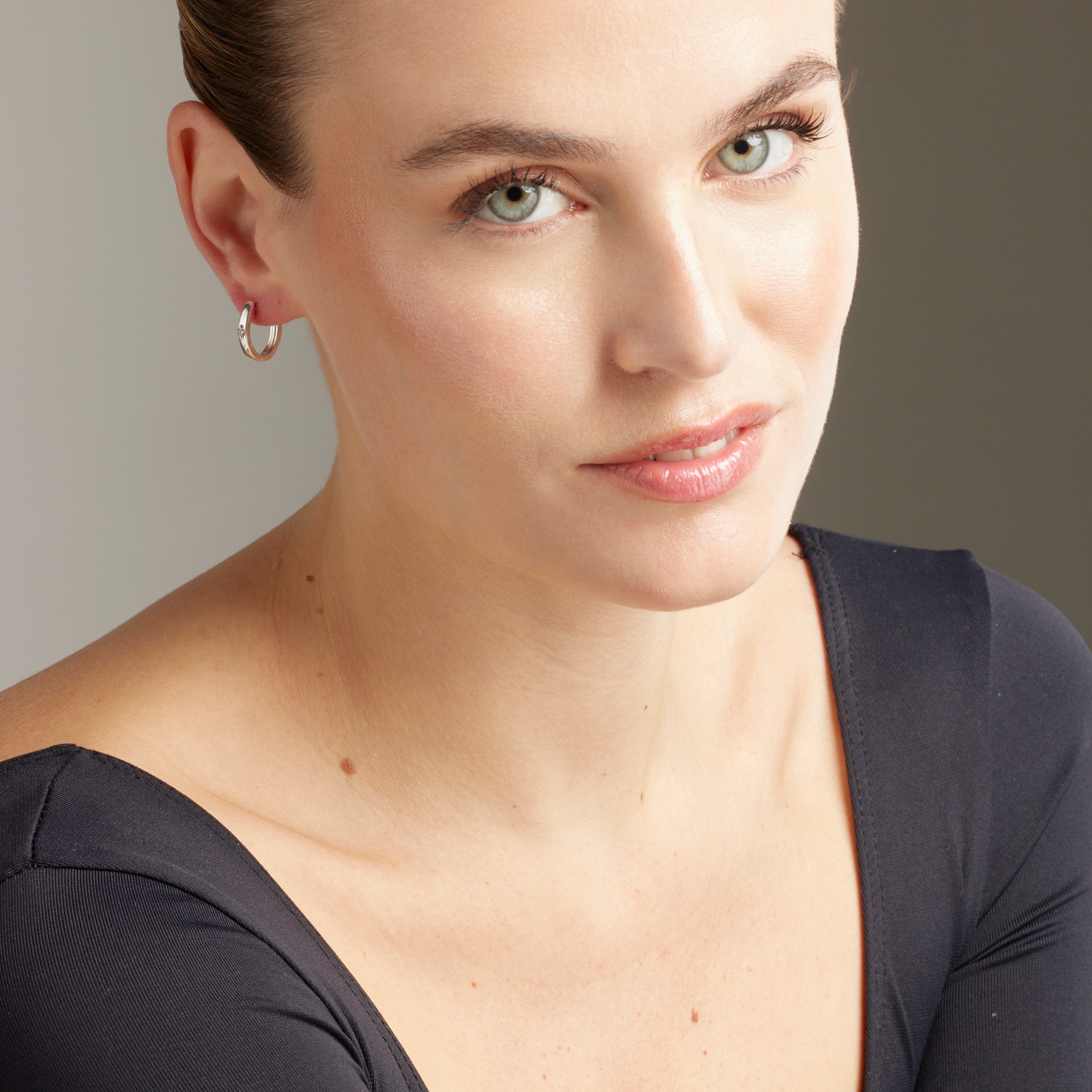 Rhodium-plated brilliant zirconia earrings - Sau