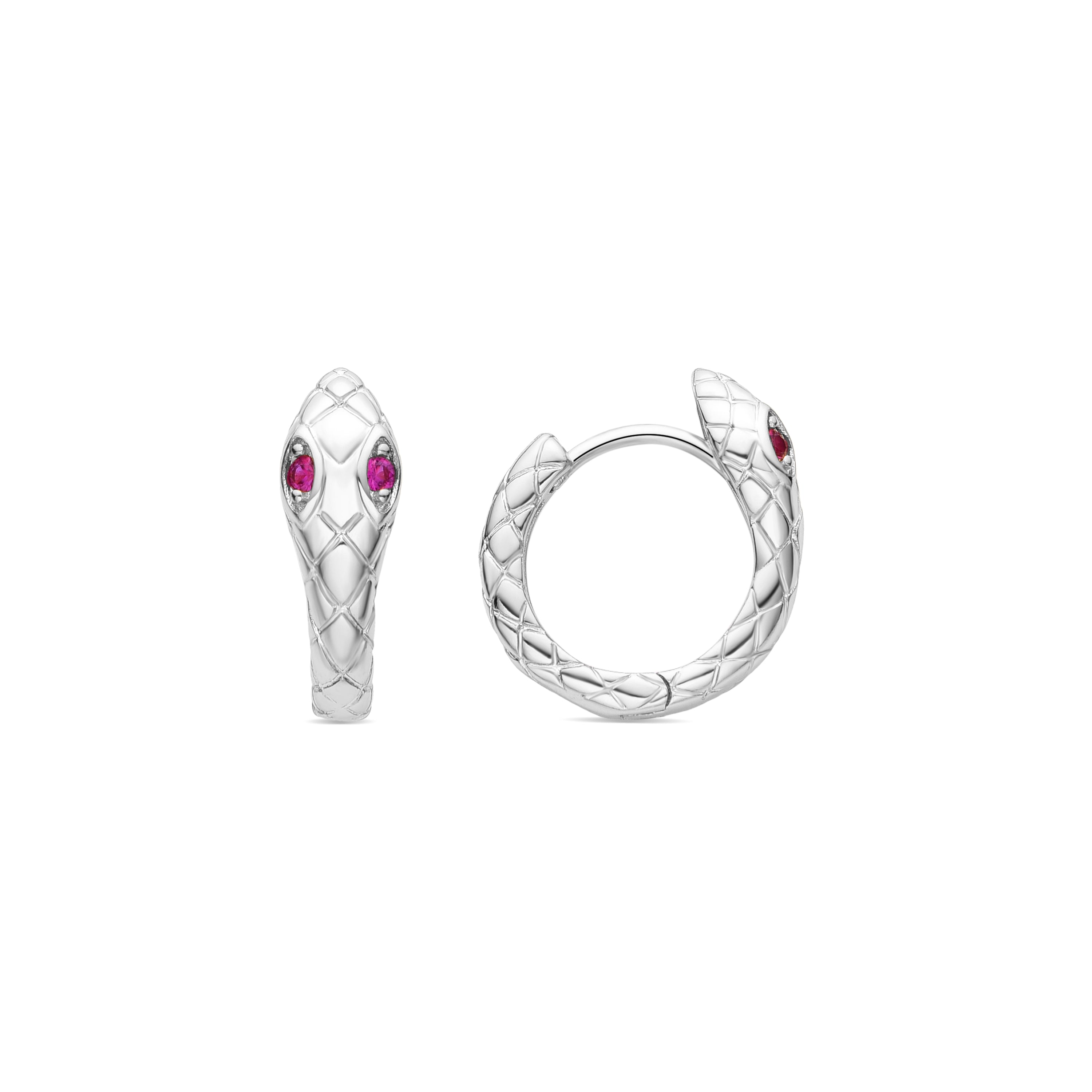 Ruby Zirconia Earrings with Rhodium Finish - Madsi