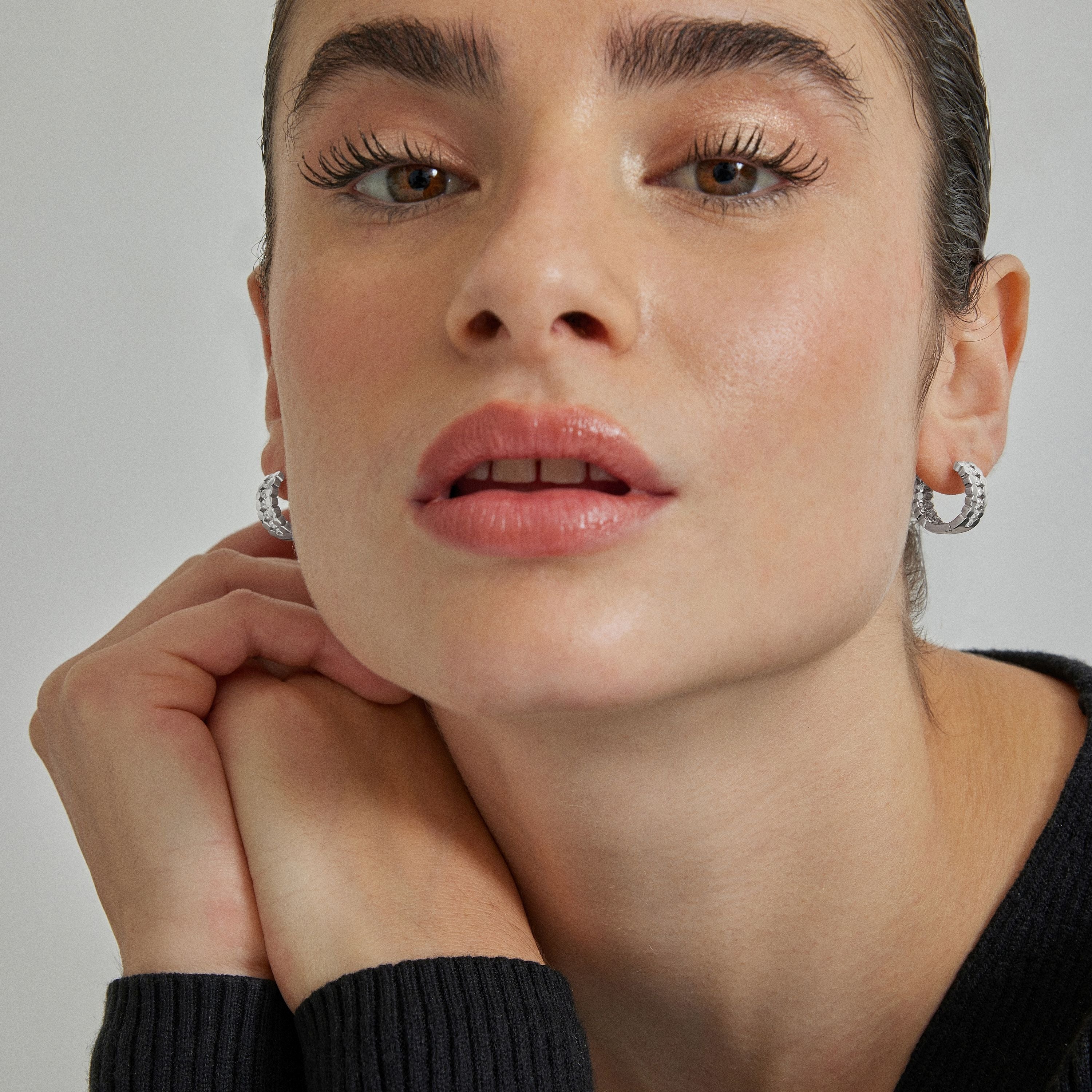 Brilliant Zirconia Earrings with Rhodium Finish - Kildom