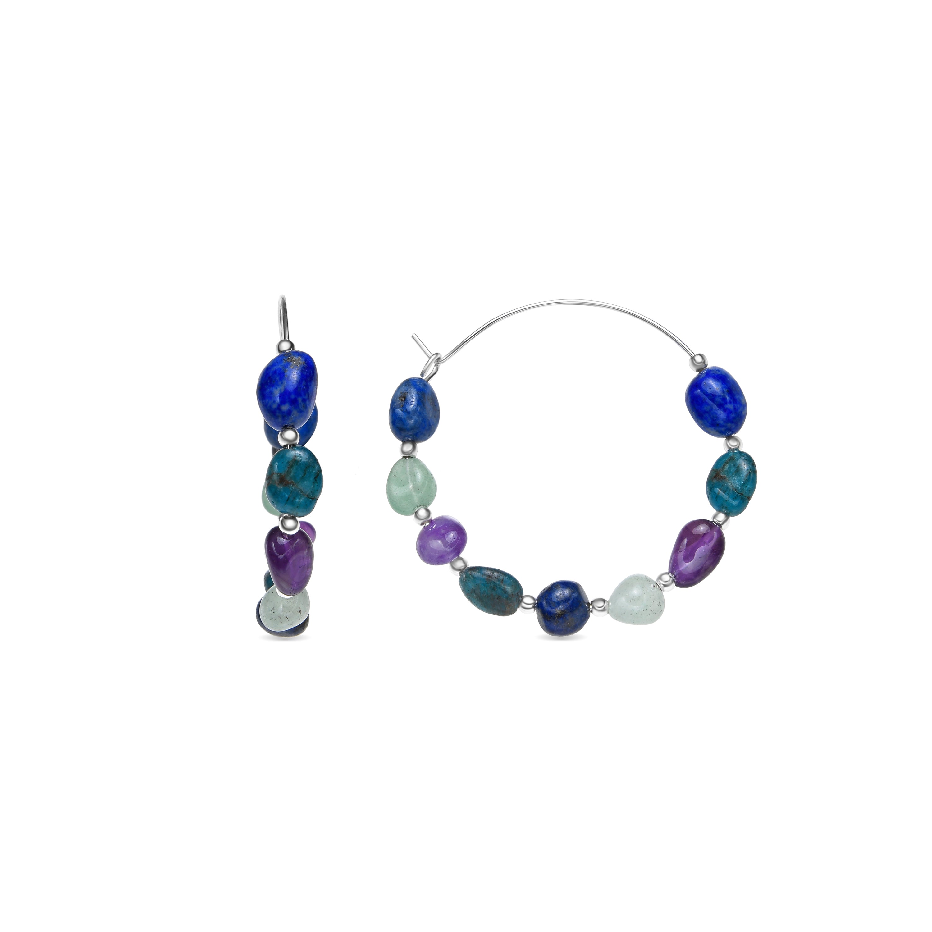 Silver-finished earrings with natural amethyst - Umavi