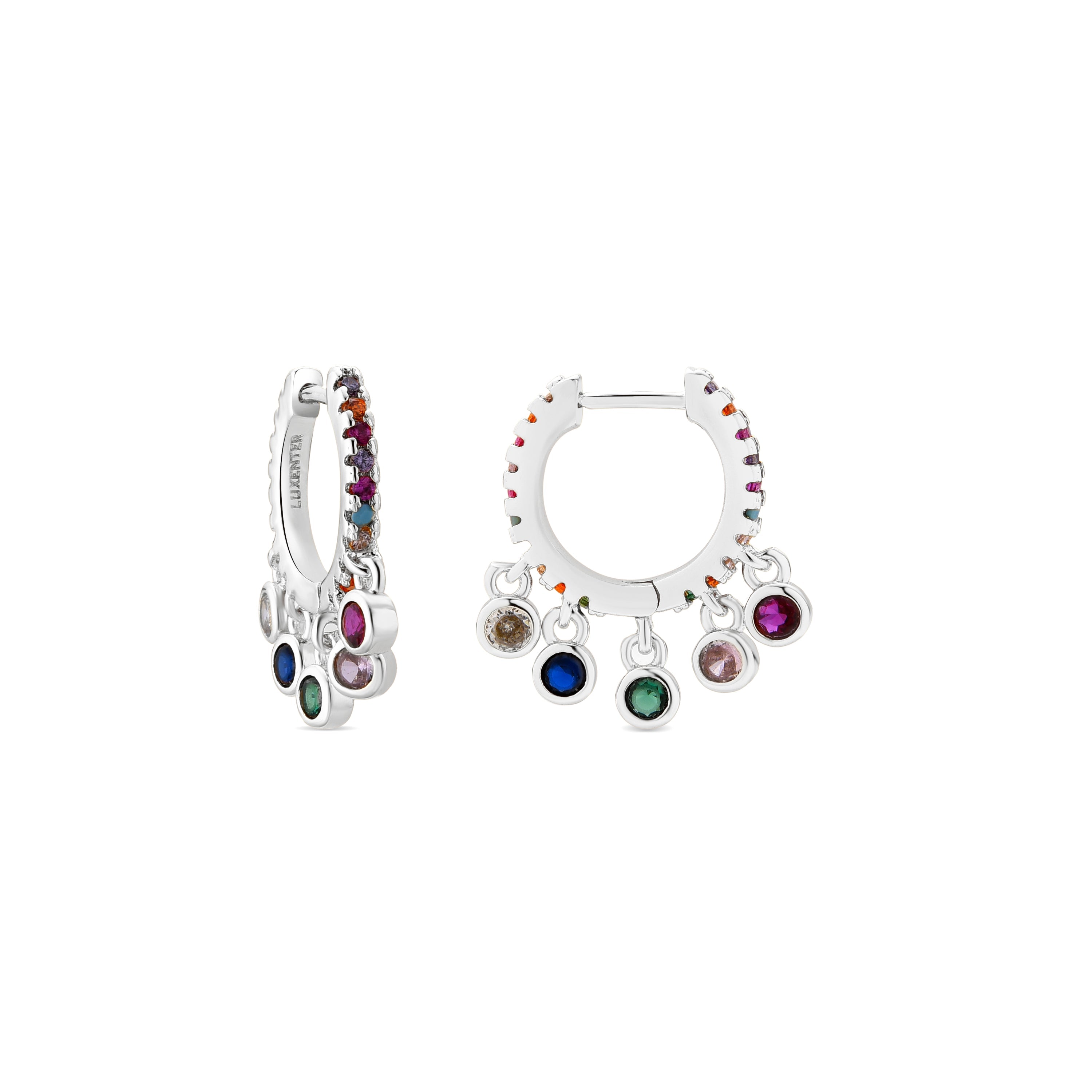 Silver-finished earrings with multicolored zirconia - Yaskim