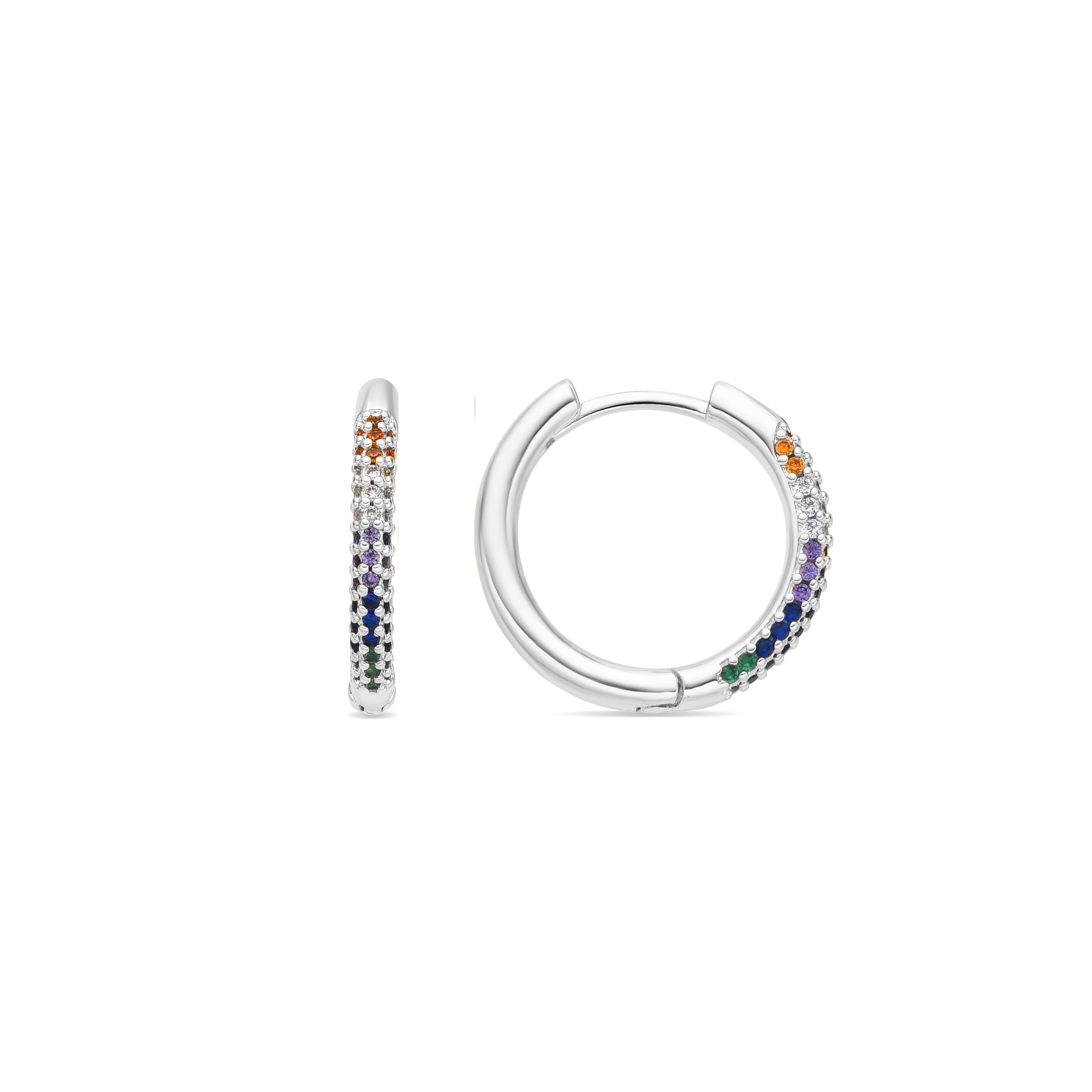 Pendientes acabado plata y Circonita Multicolor - Thybus