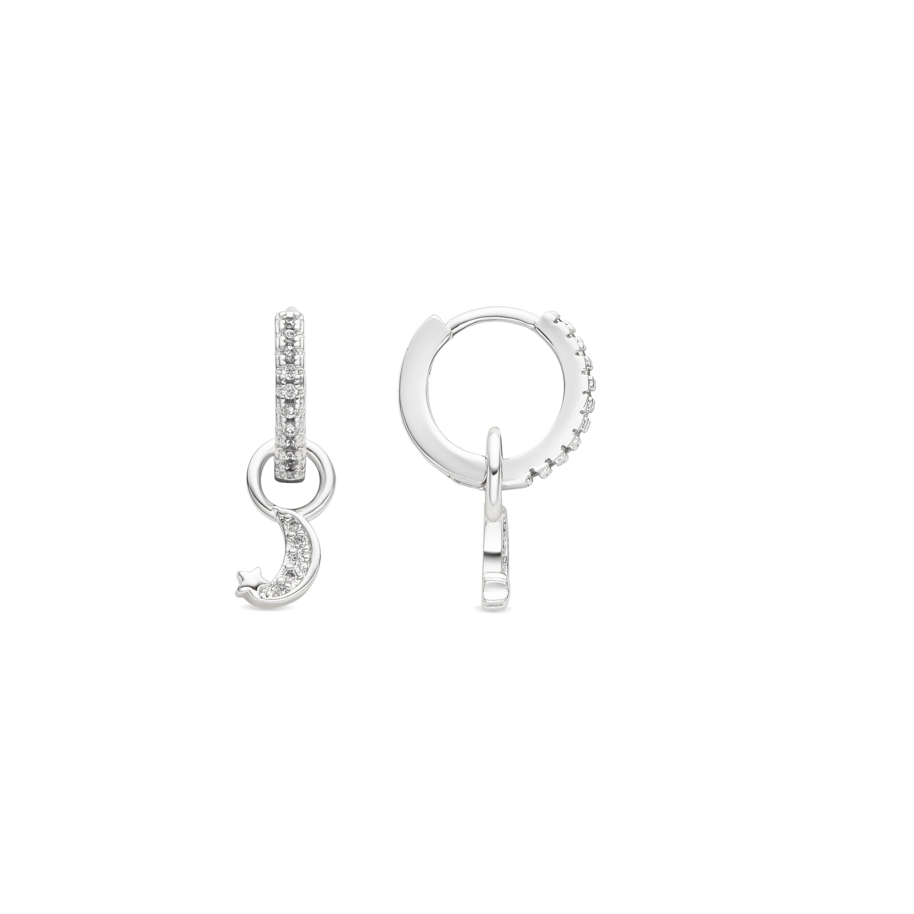 Silver-finished earrings with brilliant zirconia - Lingma