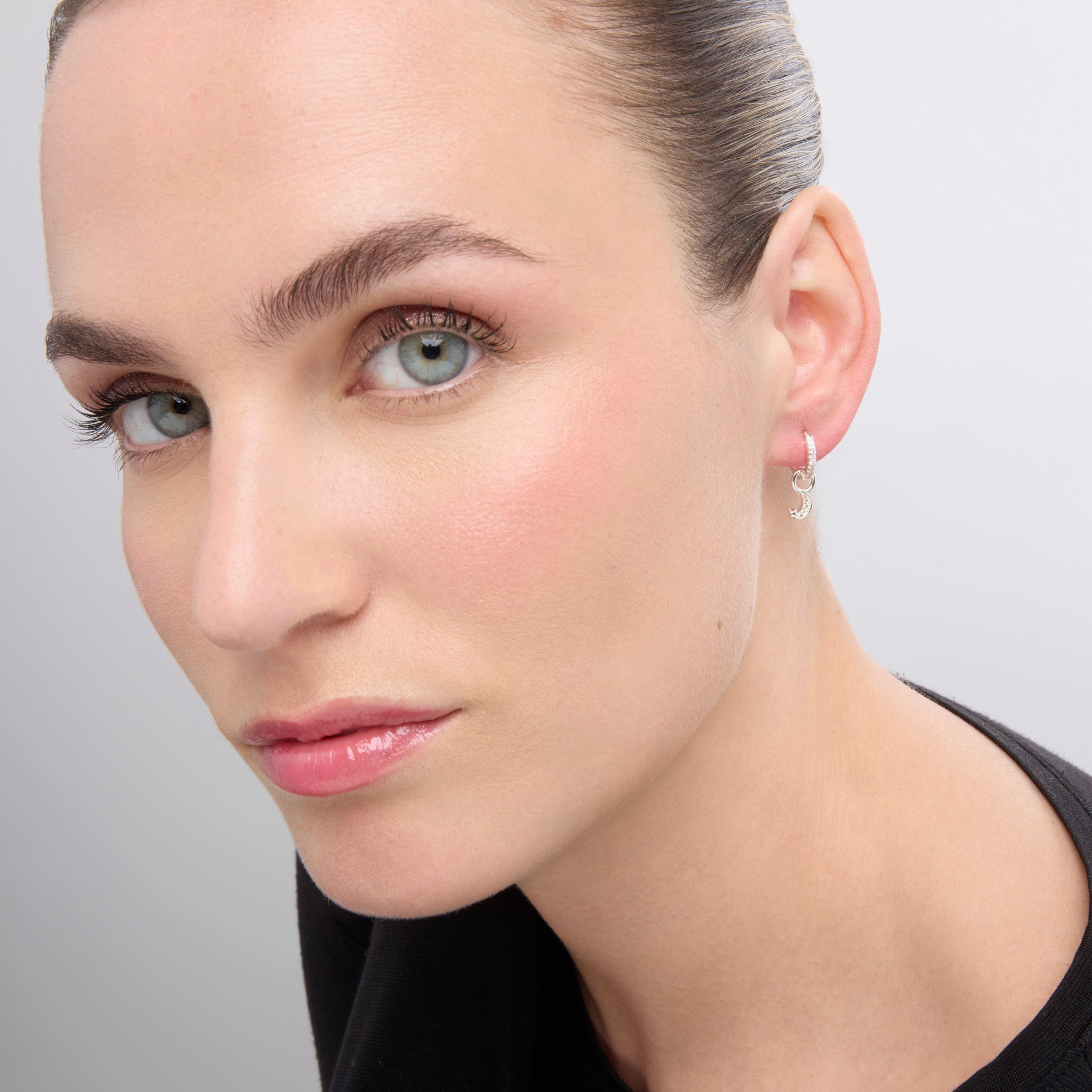 Silver-finished earrings with brilliant zirconia - Lingma