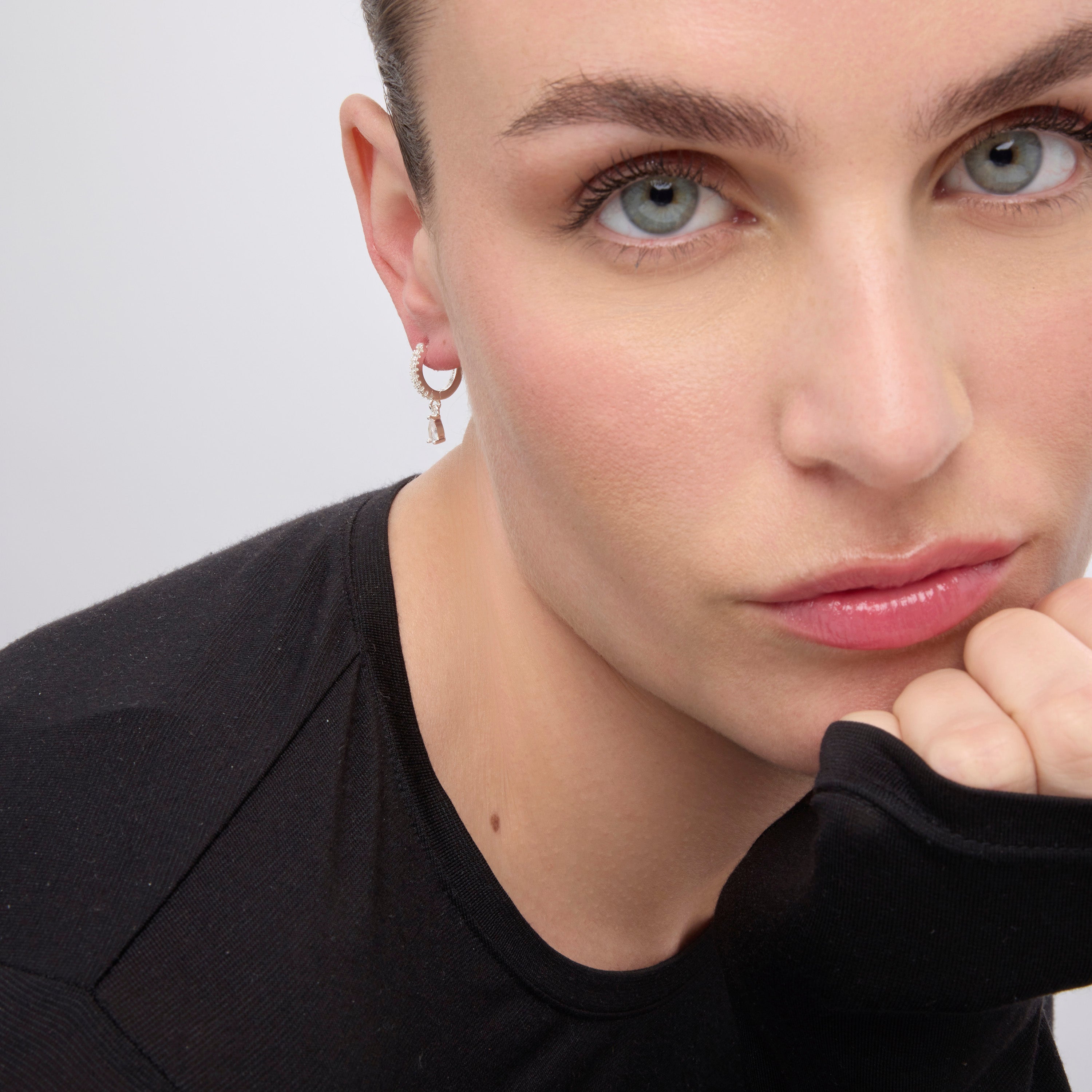 Silver-finished earrings with brilliant zirconia - Laade