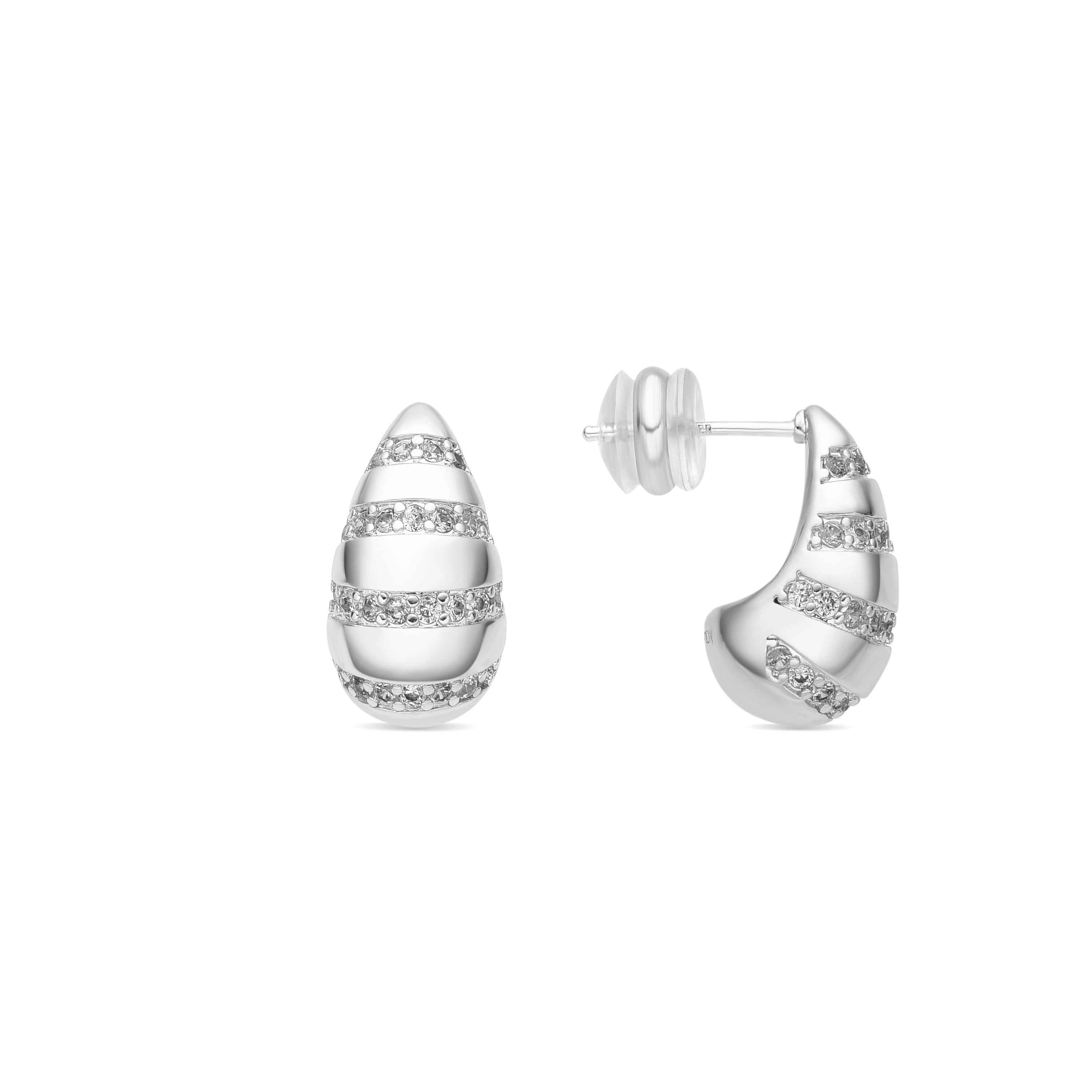 Silver-finished earrings with brilliant zirconia - Imaspa