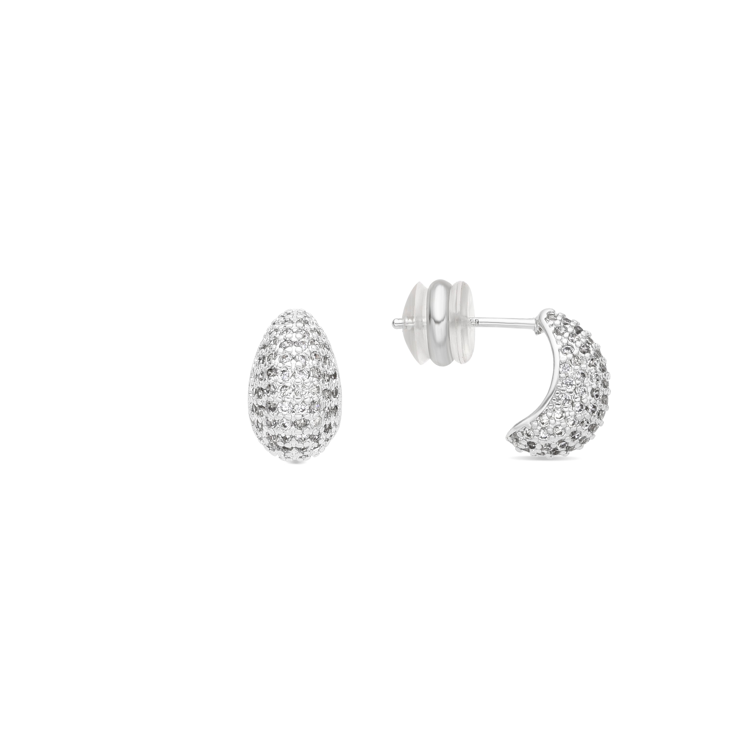 Silver-finished earrings with brilliant zirconia - Kincon