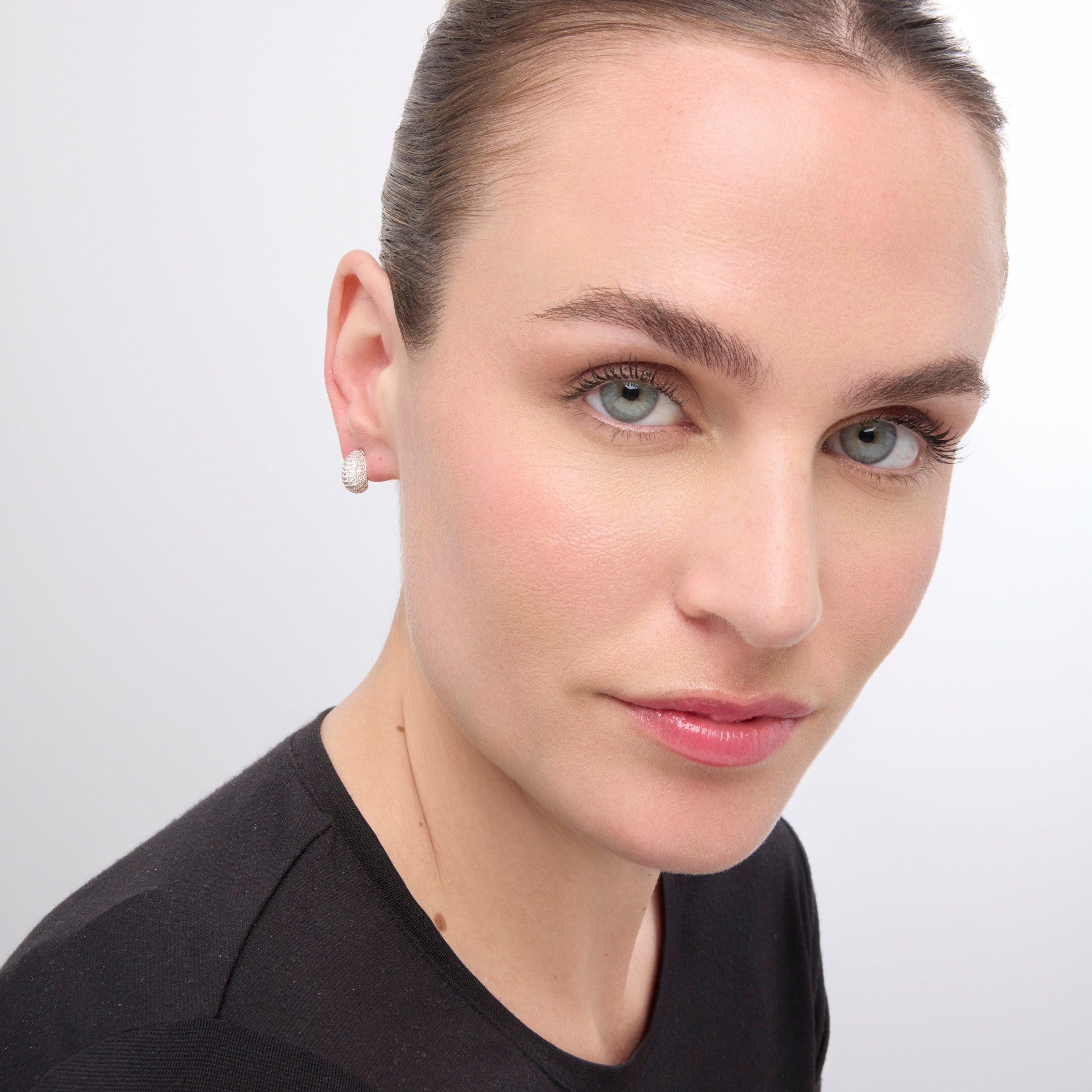 Silver-finished earrings with brilliant zirconia - Kincon