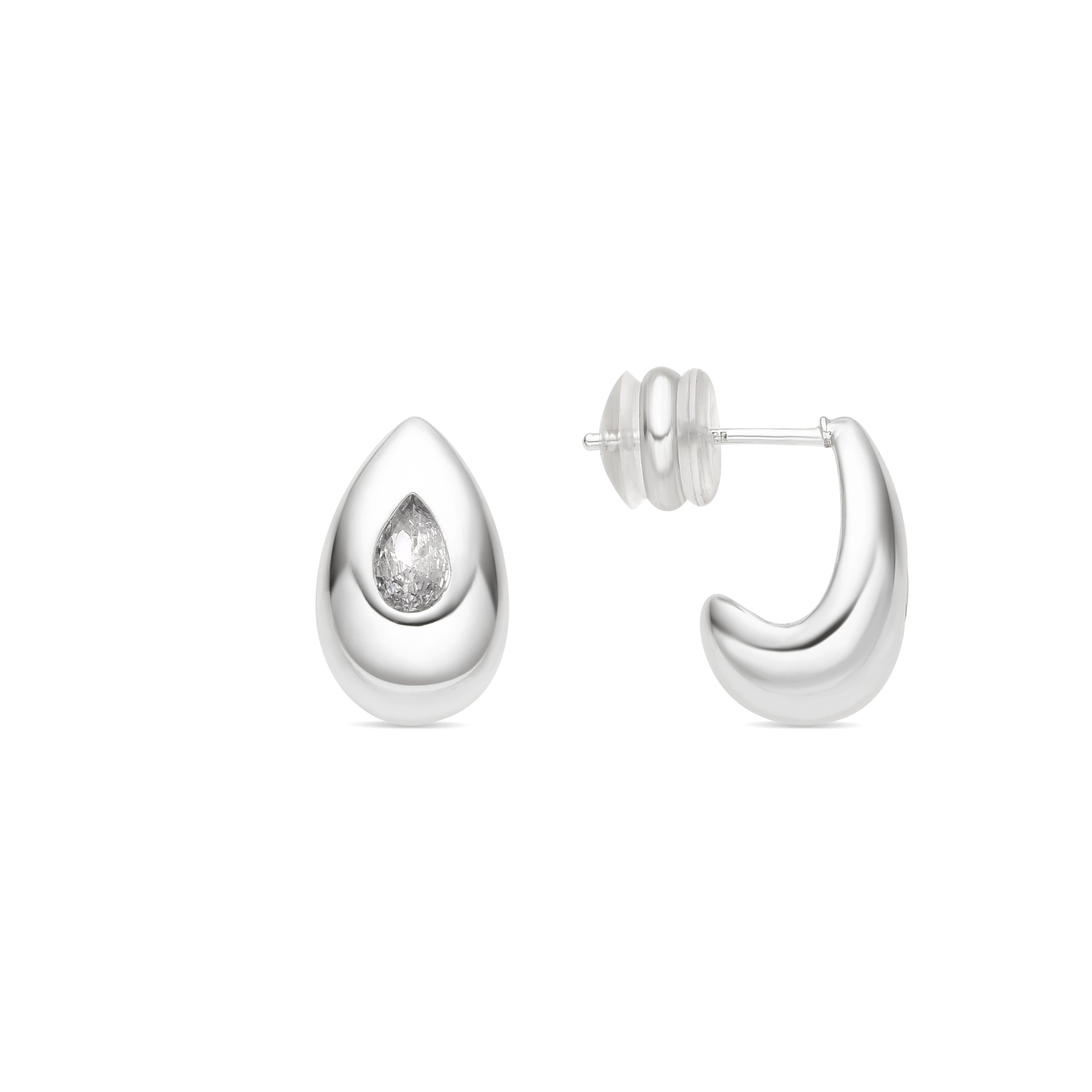 Silver-finished earrings with brilliant zirconia - Garai