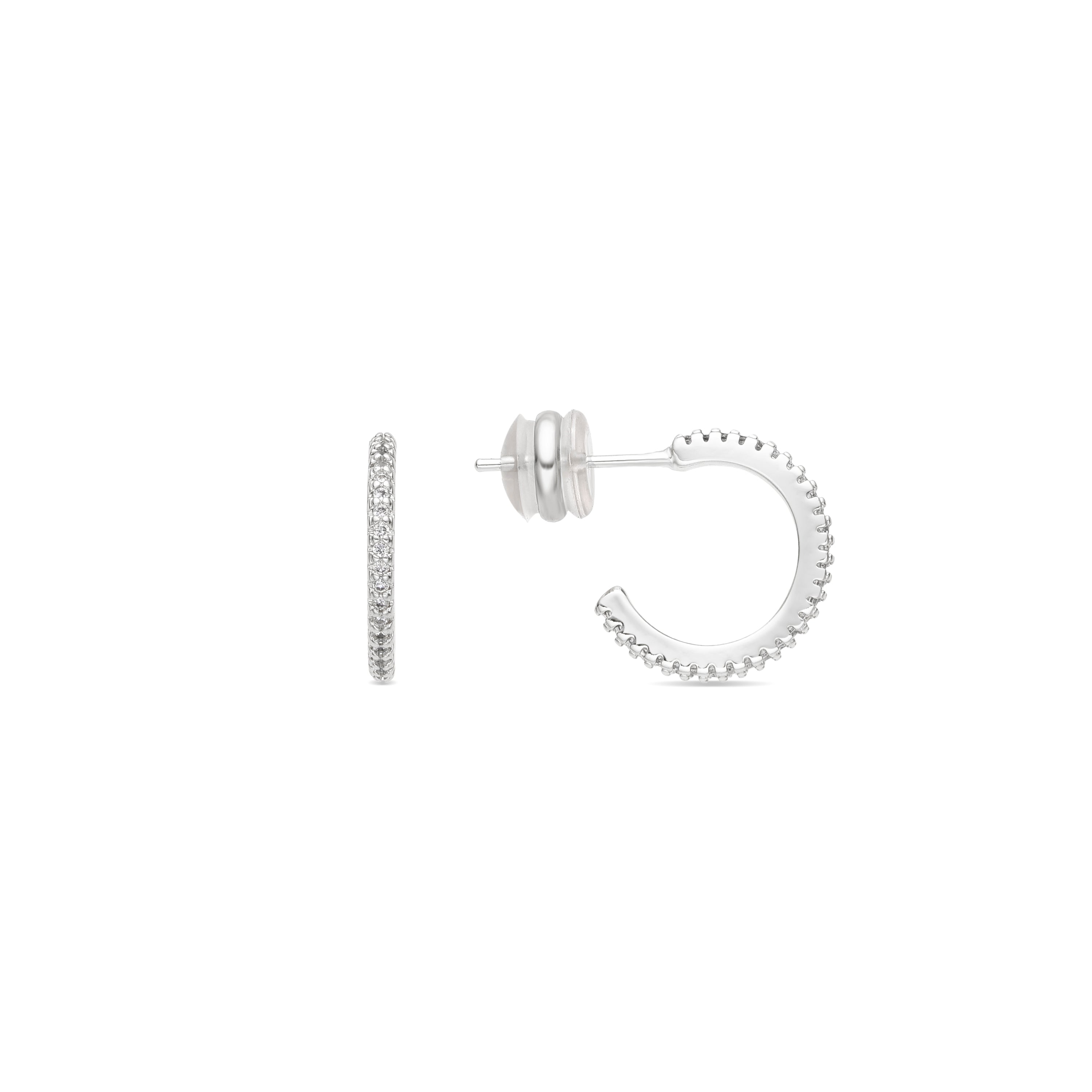 Silver finish earrings with brilliant zirconia - Random