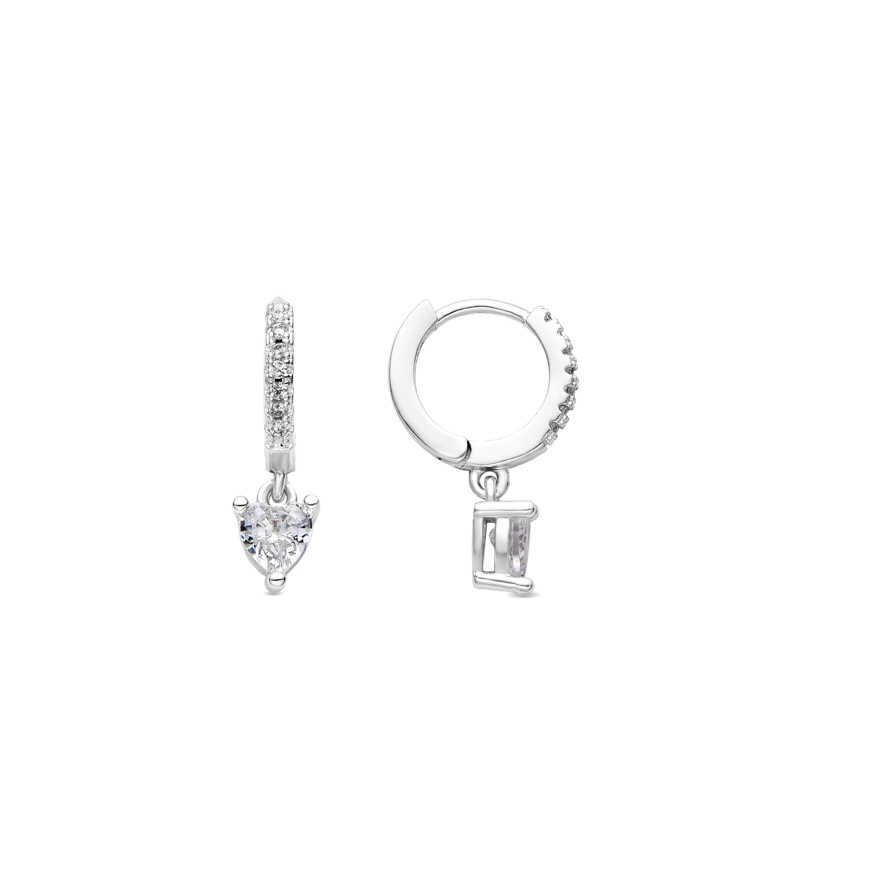 Silver-finished earrings with brilliant zirconia - Drasa