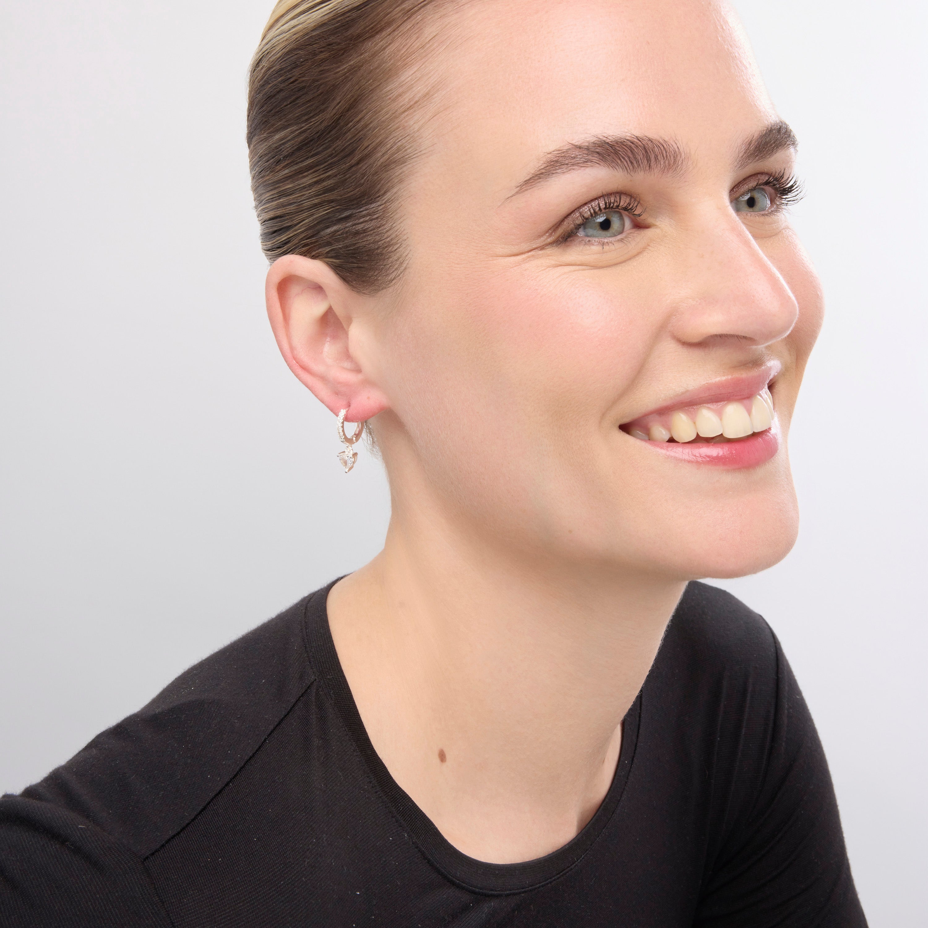Silver-finished earrings with brilliant zirconia - Drasa