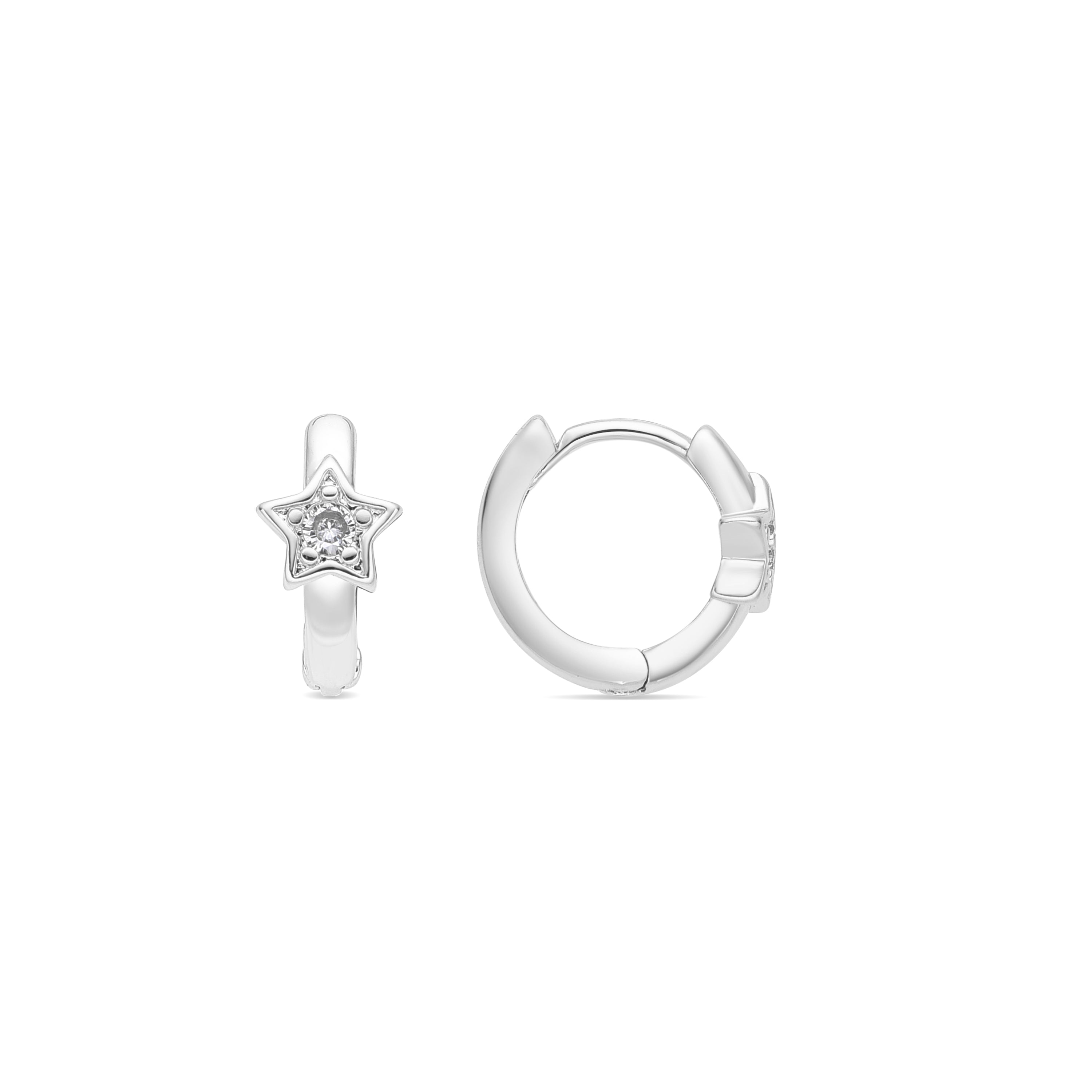 Silver-finished earrings with brilliant zirconia - Ktyu