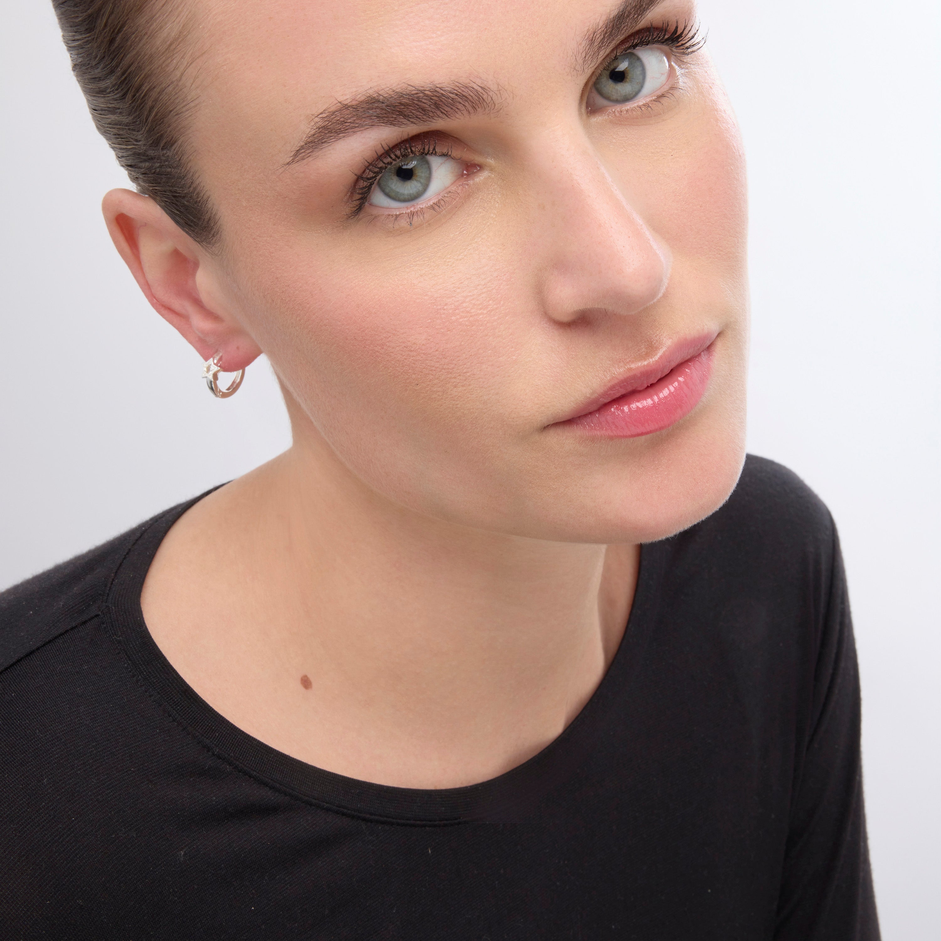 Silver-finished earrings with brilliant zirconia - Ktyu