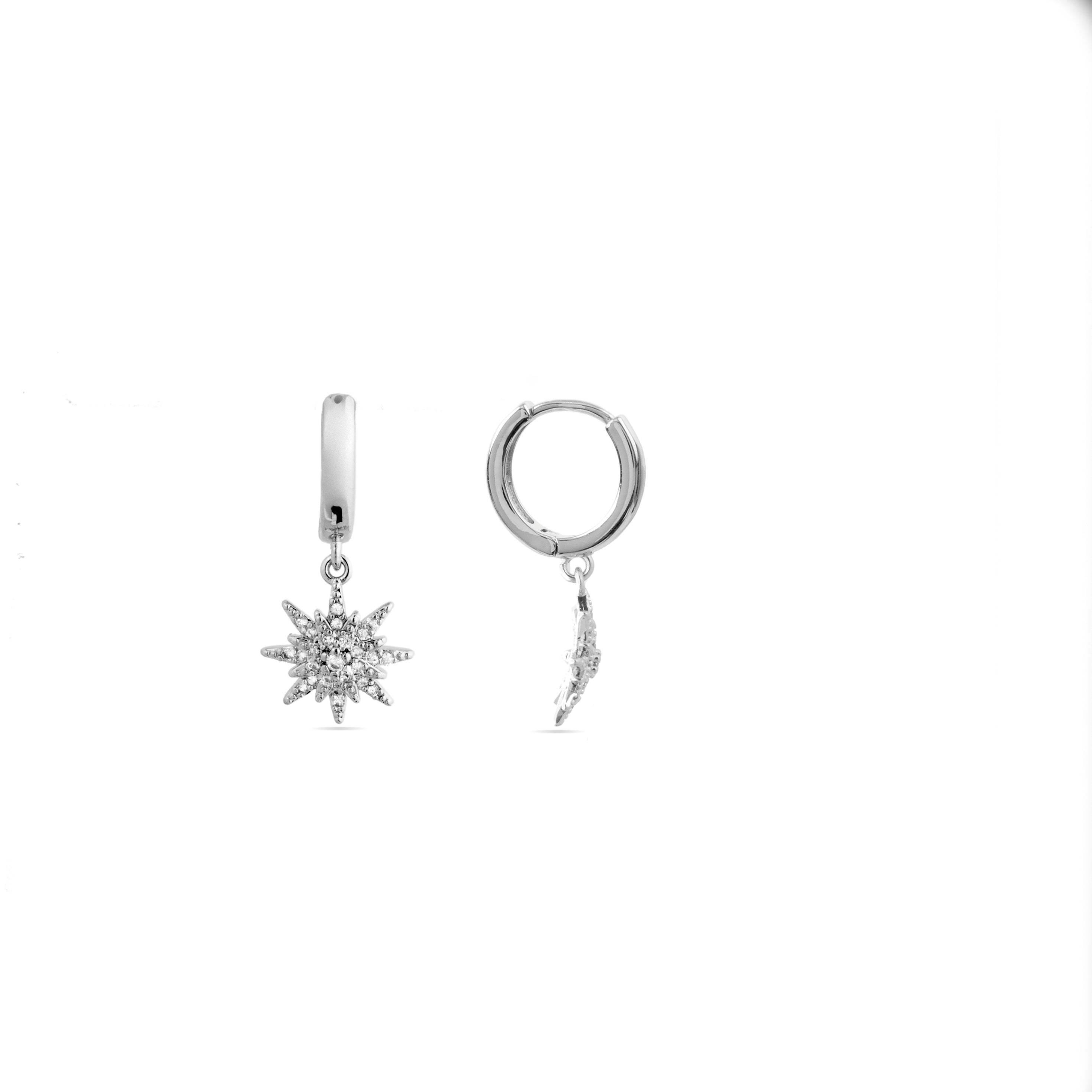 Rhodium-plated brilliant zirconia earrings - Tysco