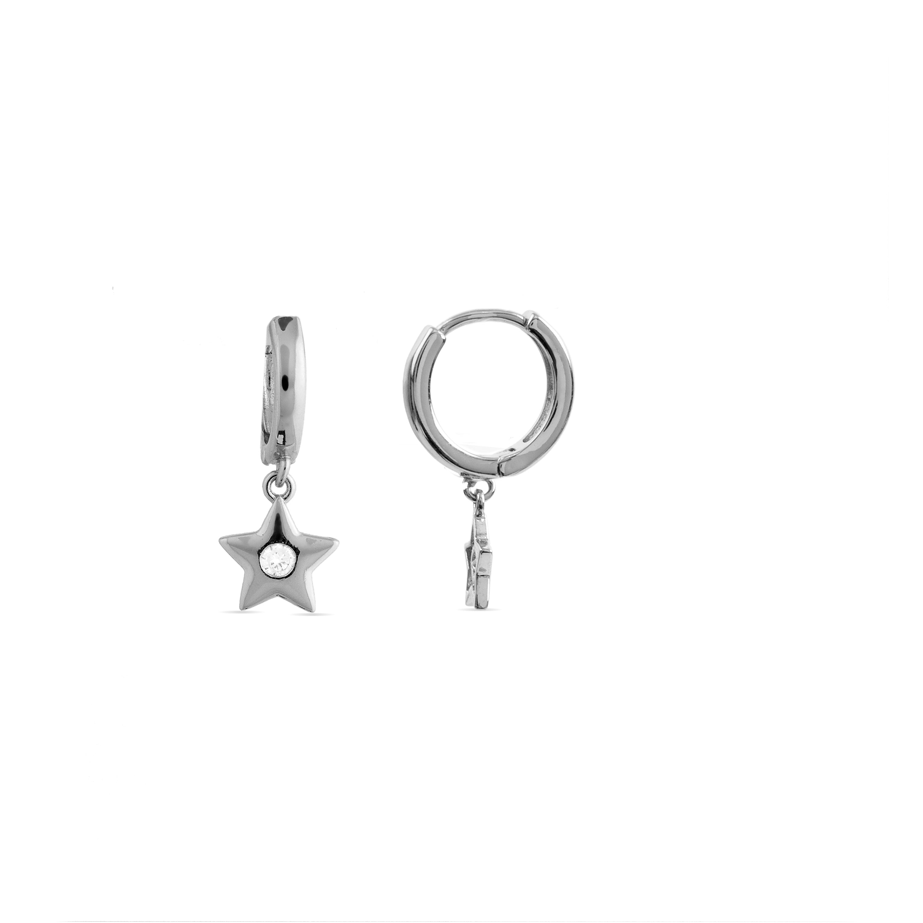 Rhodium-plated brilliant zirconia earrings - Lihus