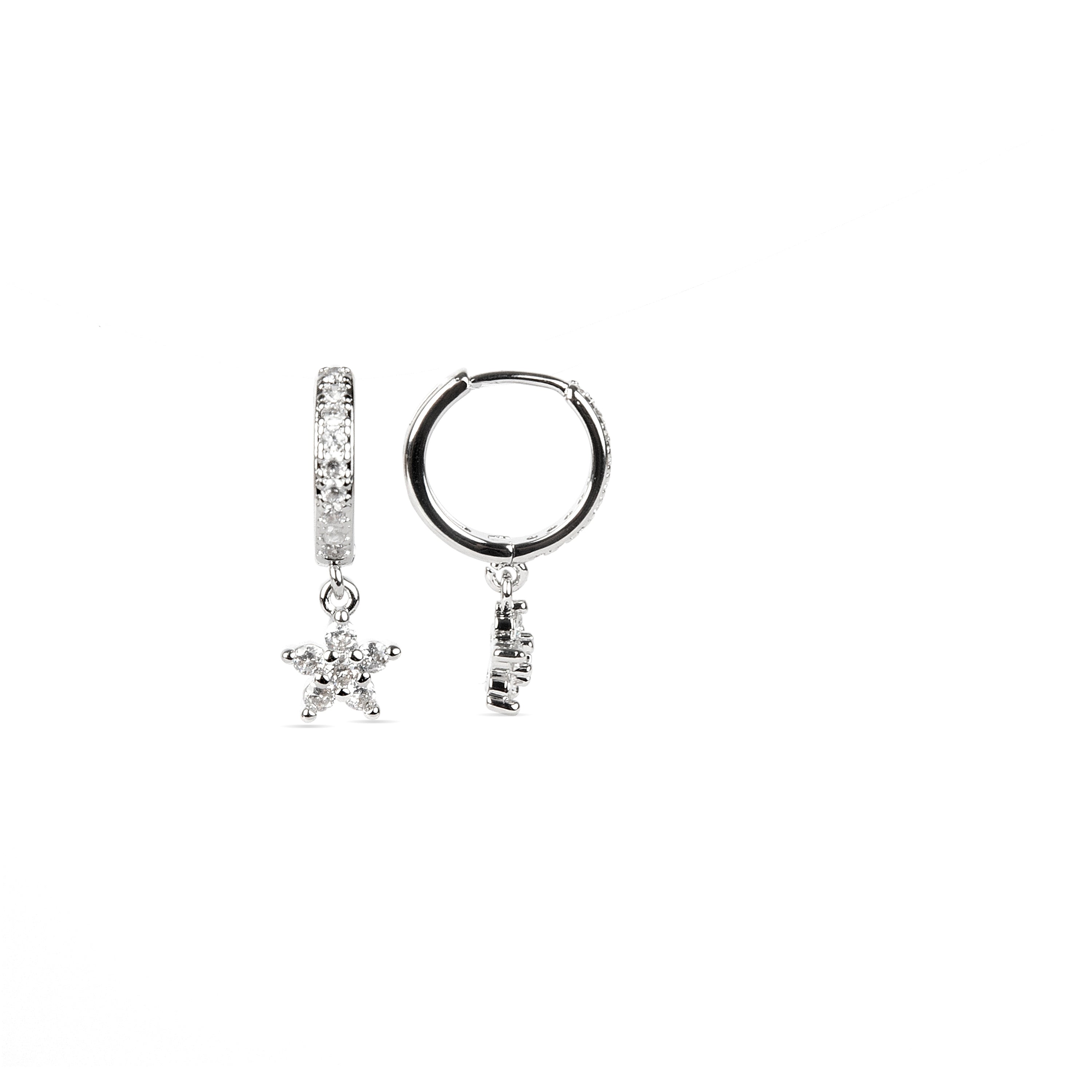 Rhodium-plated brilliant zirconia earrings - Kord