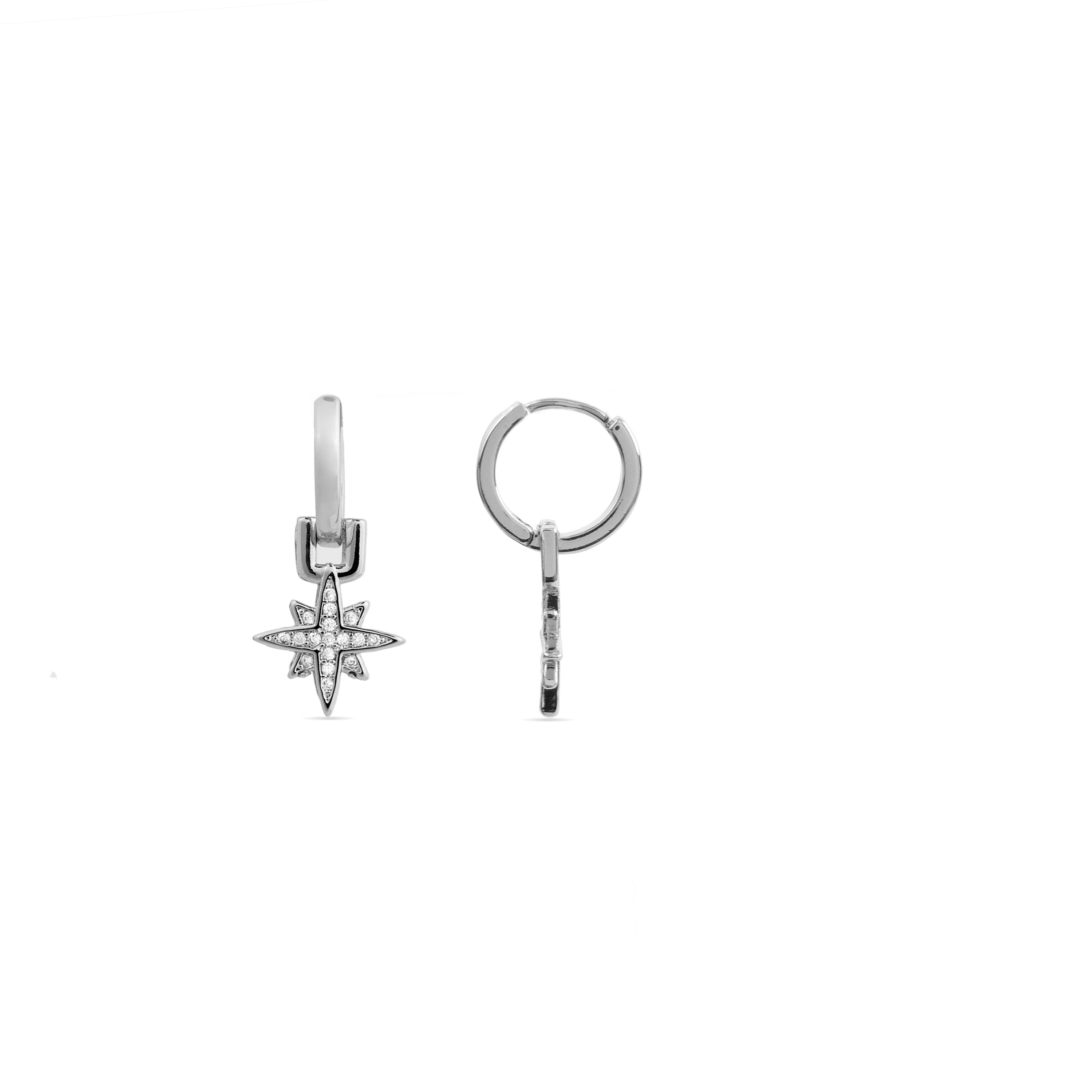 Rhodium-plated brilliant zirconia earrings - Sionqui
