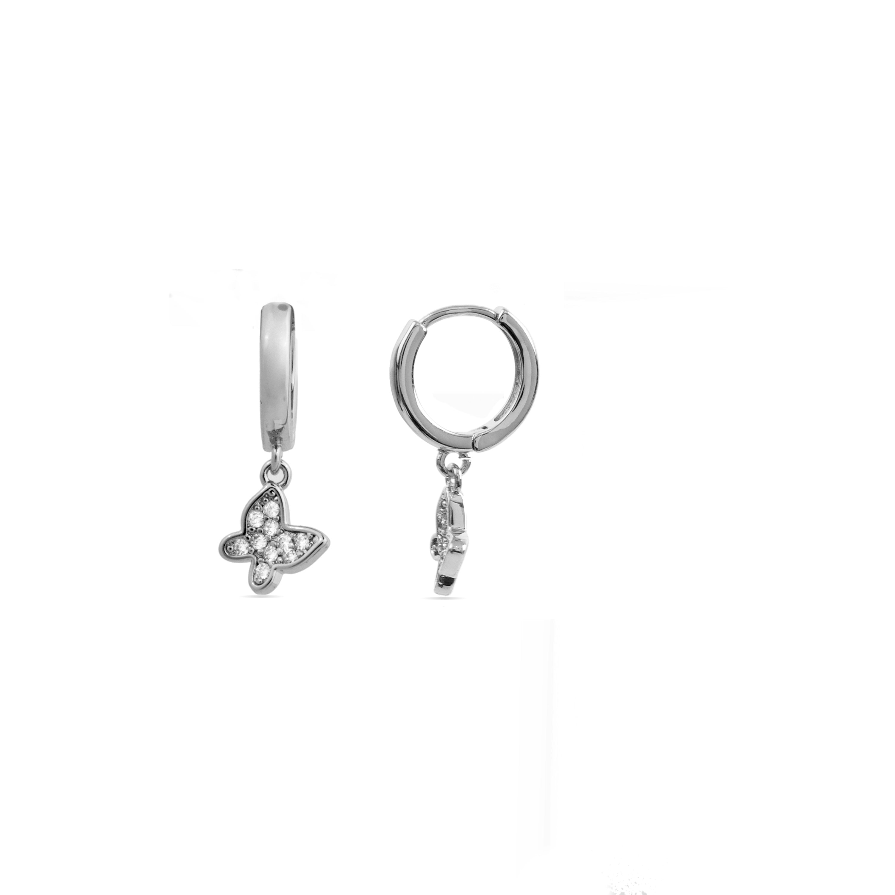 Rhodium-plated brilliant zirconia earrings - Kaduro
