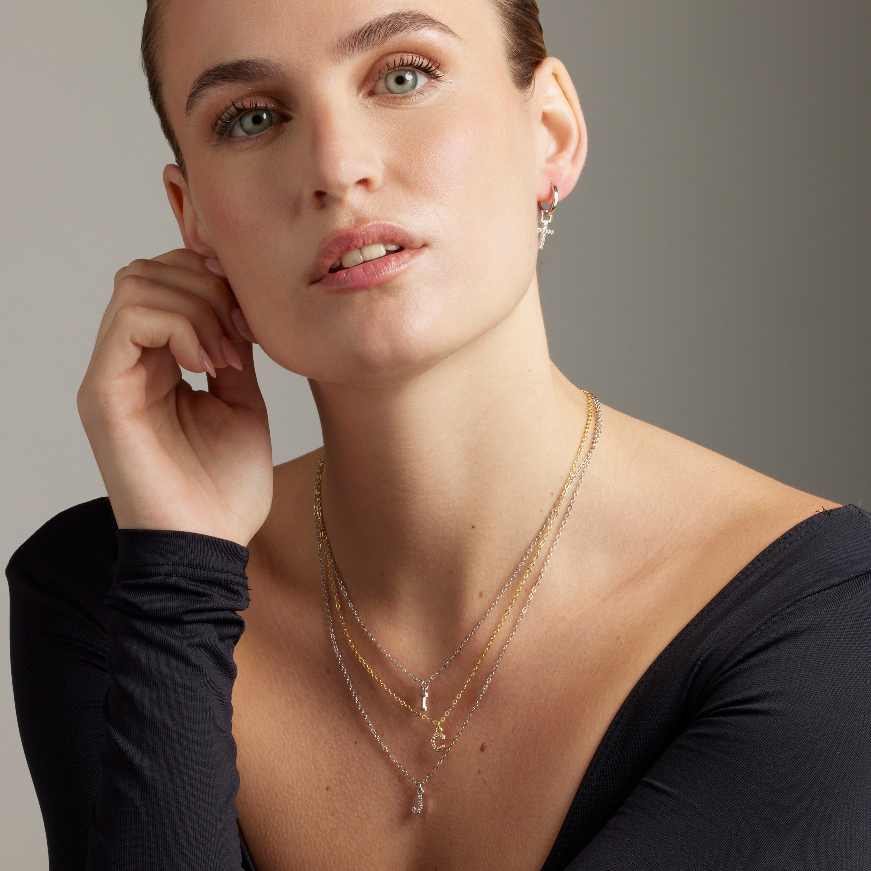 Rhodium-plated brilliant zirconia earrings - Lizel