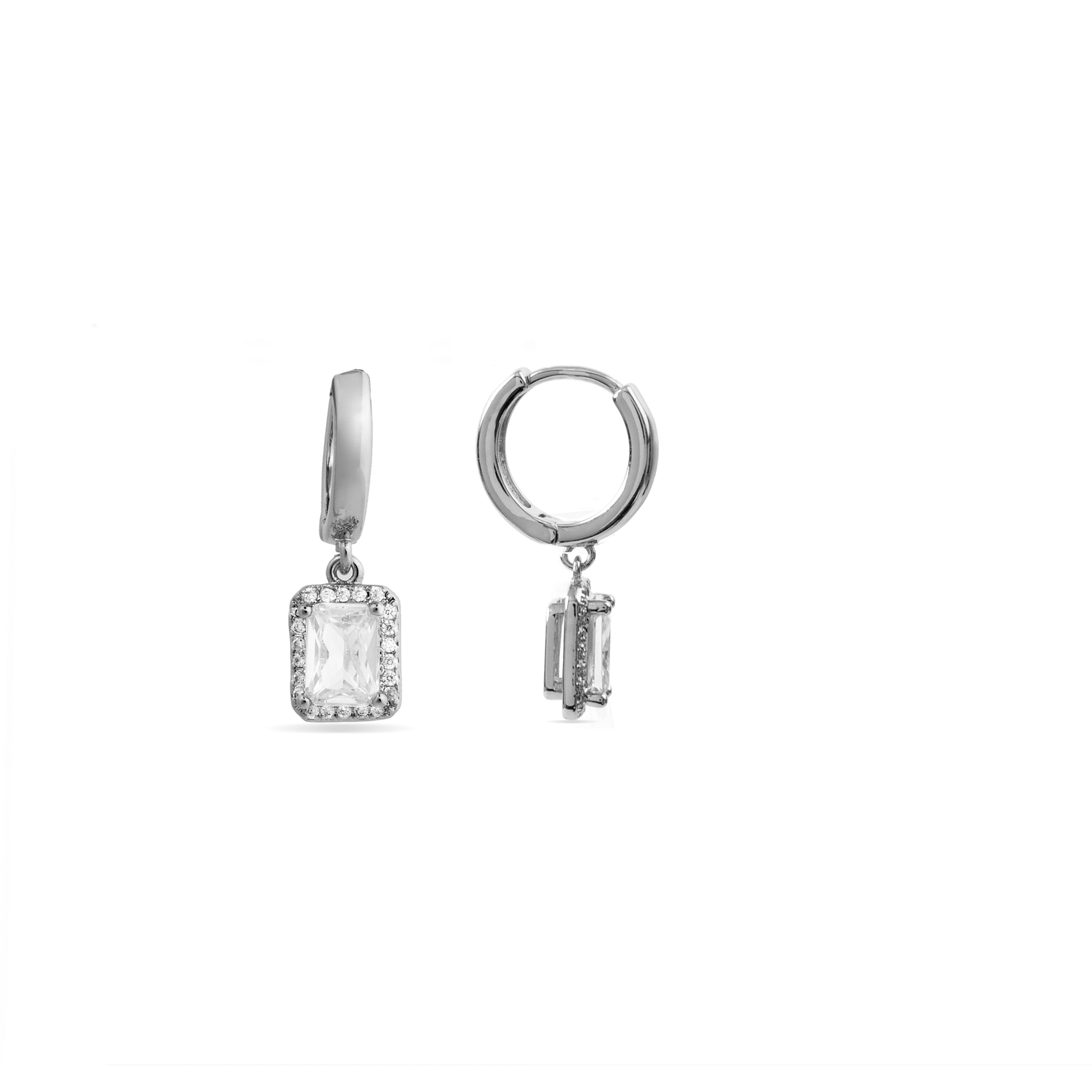 Rhodium-plated brilliant zirconia earrings - Silya