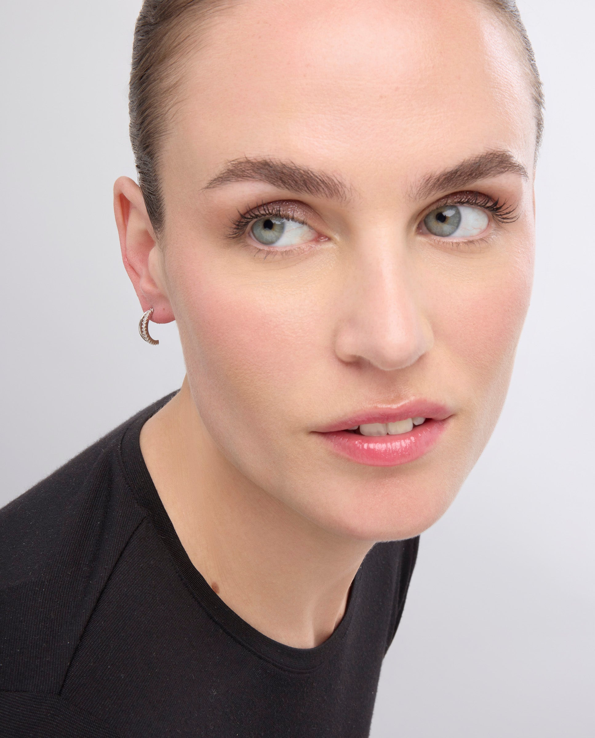 Rhodium-plated brilliant zirconia earrings - Makon