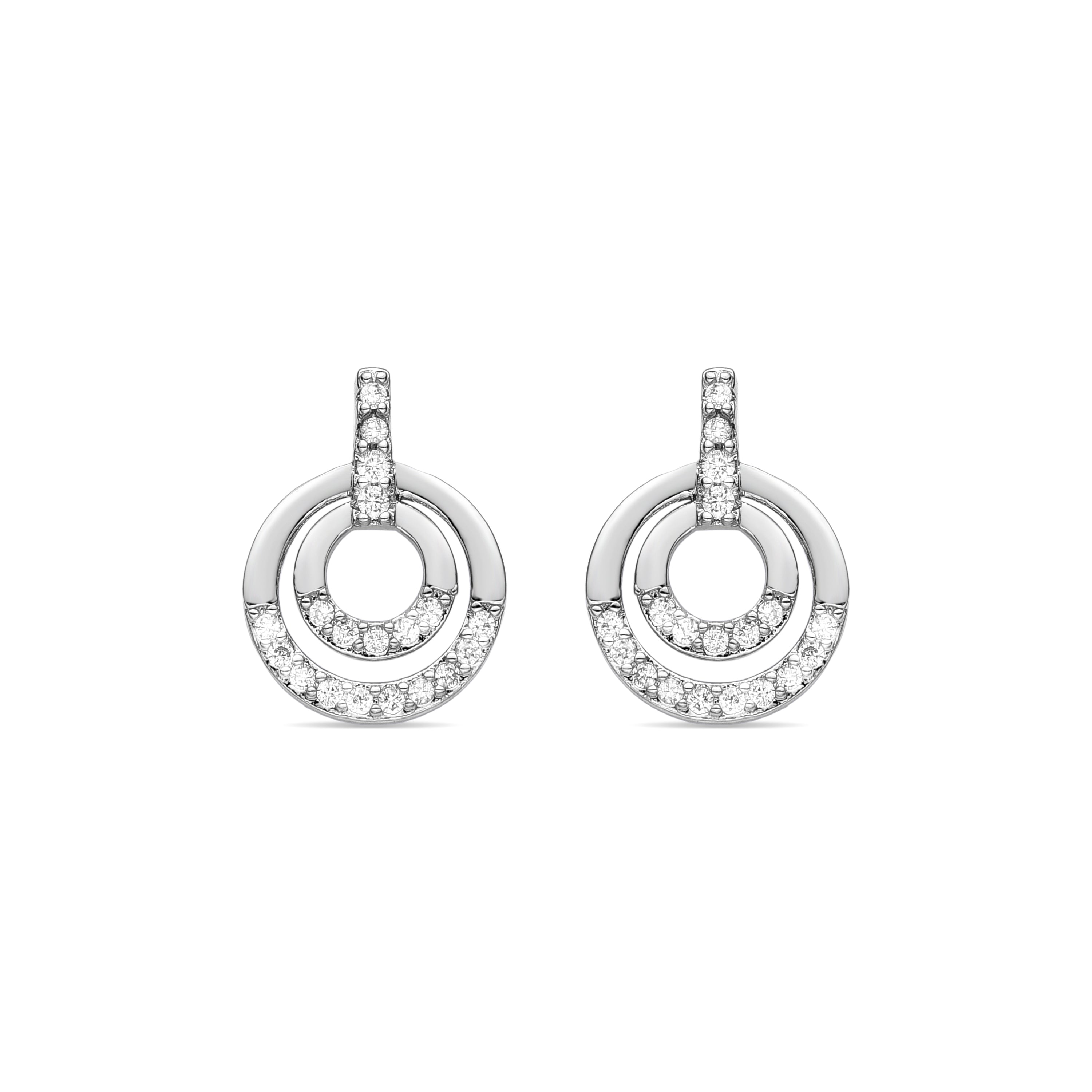 Pendientes de Circonita Brillante acabados en rodio - Sada