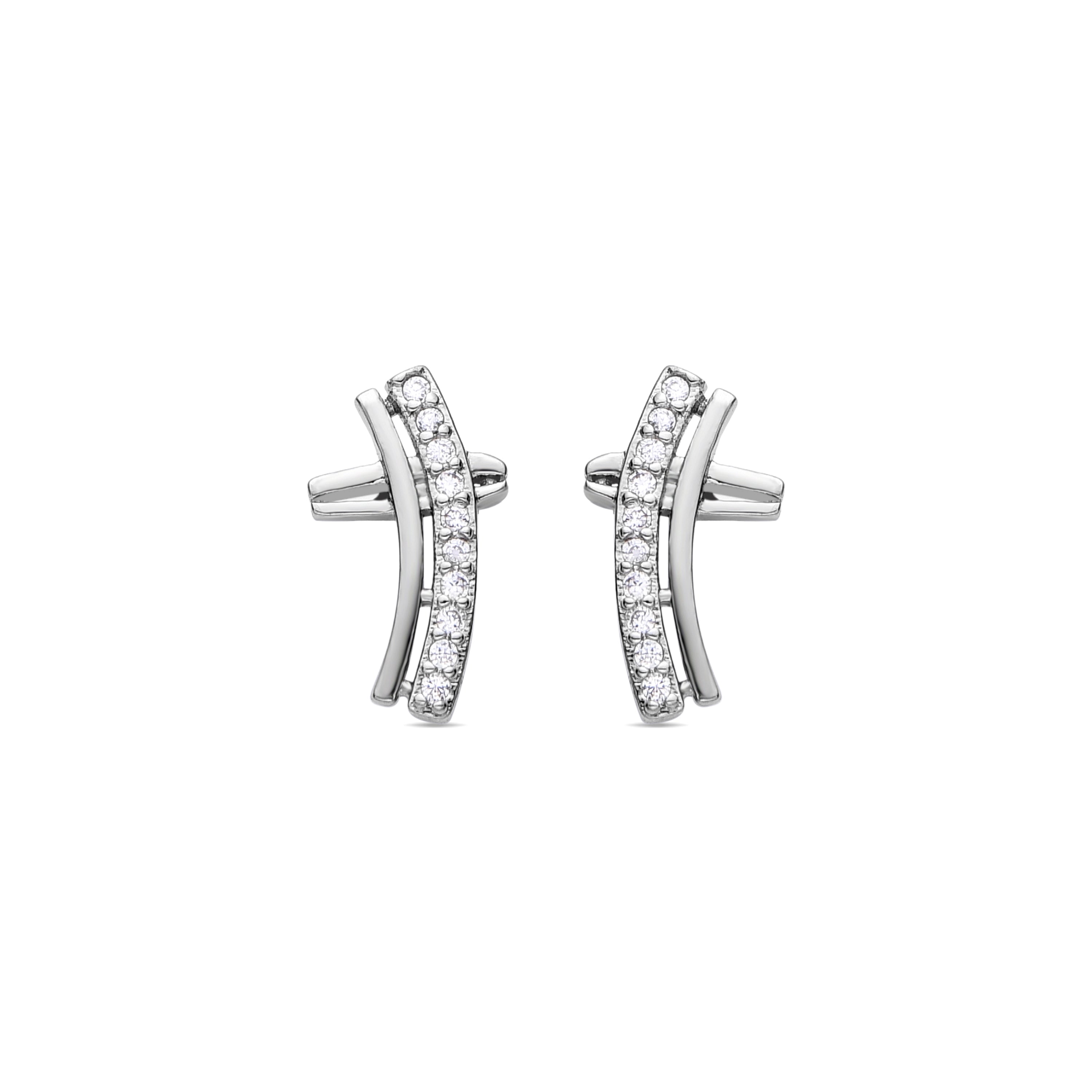 Rhodium-plated brilliant zirconia earrings - Inkap