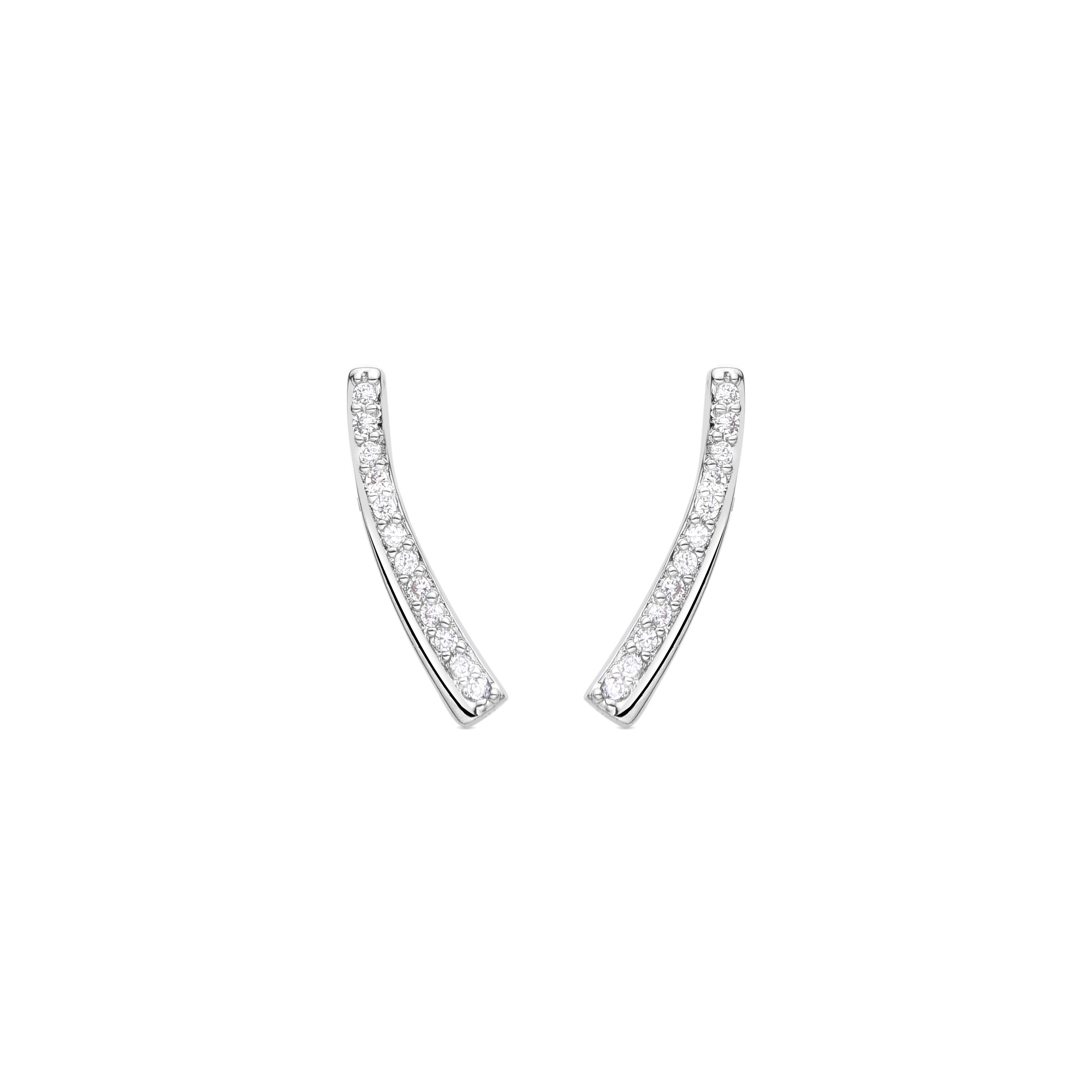 Rhodium-plated brilliant zirconia earrings - Losha