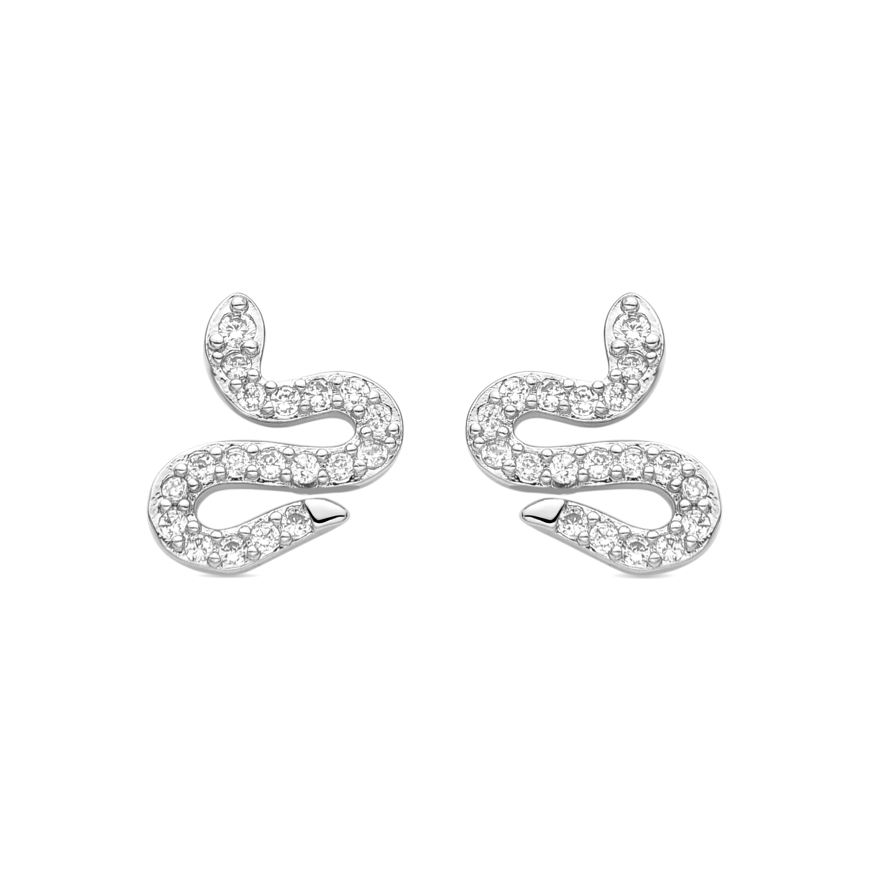 Rhodium-plated brilliant zirconia earrings - Disri