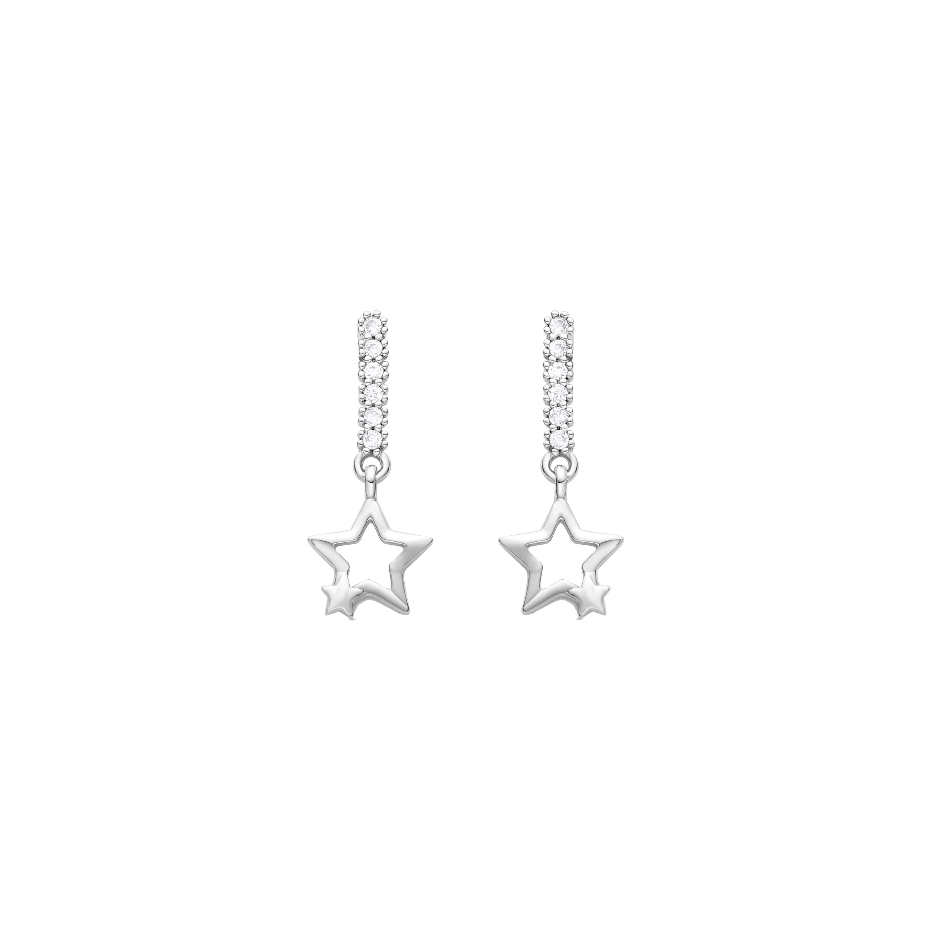 Rhodium-plated brilliant zirconia earrings - Yasio