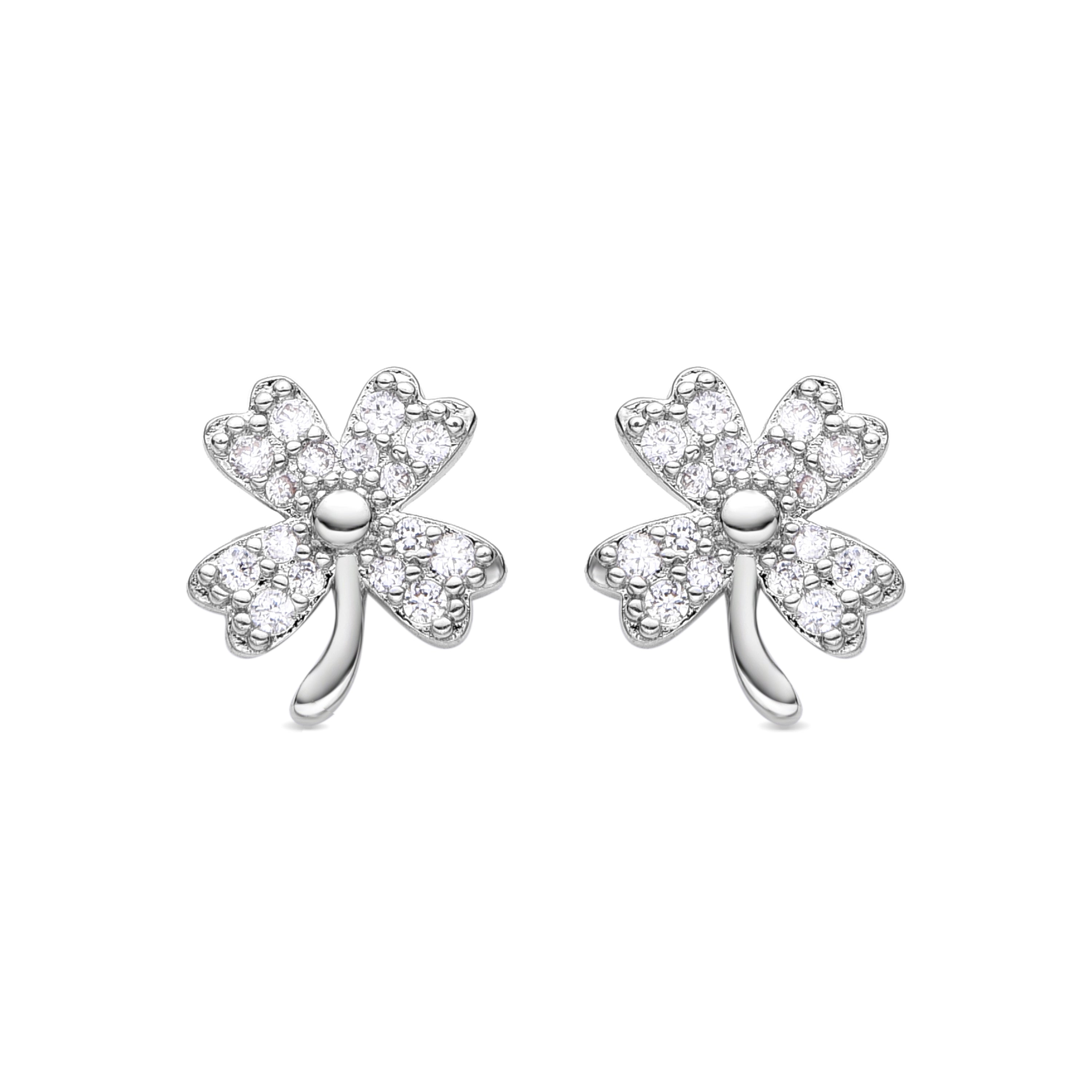 Rhodium-plated brilliant zirconia earrings - Ukkan