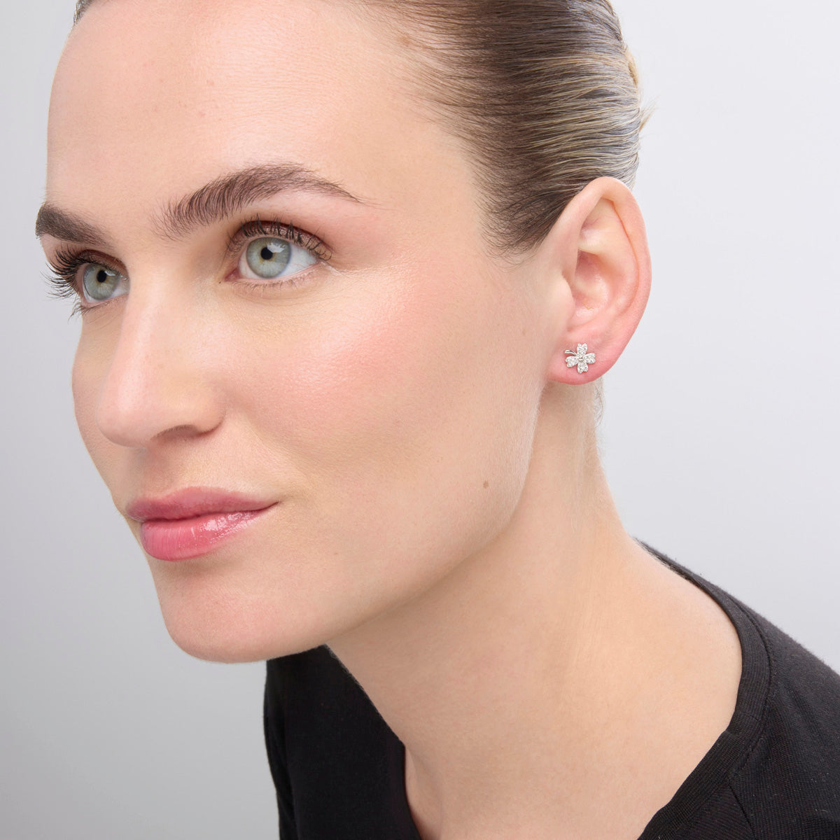 Rhodium-plated brilliant zirconia earrings - Ukkan