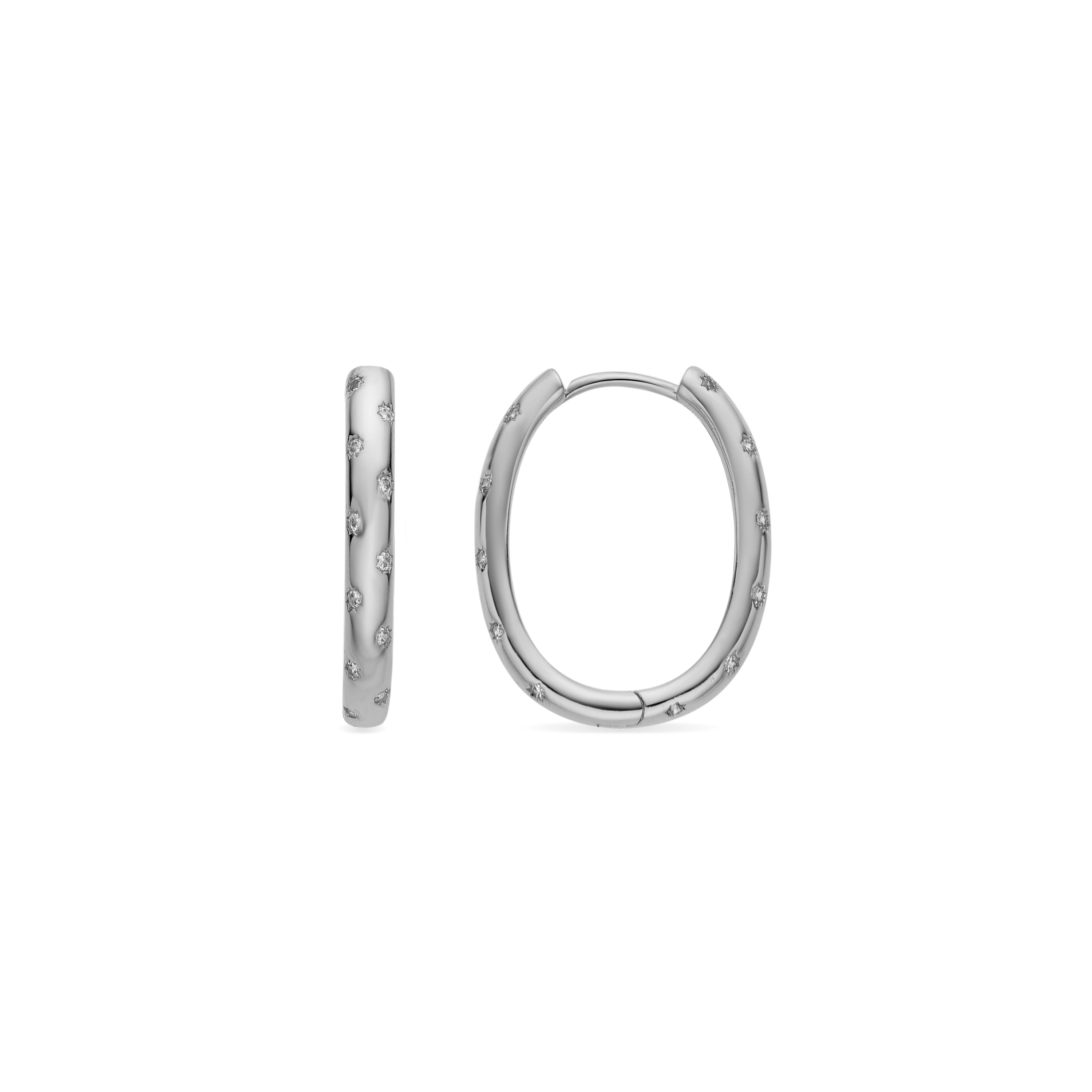 Earrings with shiny zirconia in silver finish - Dinlah