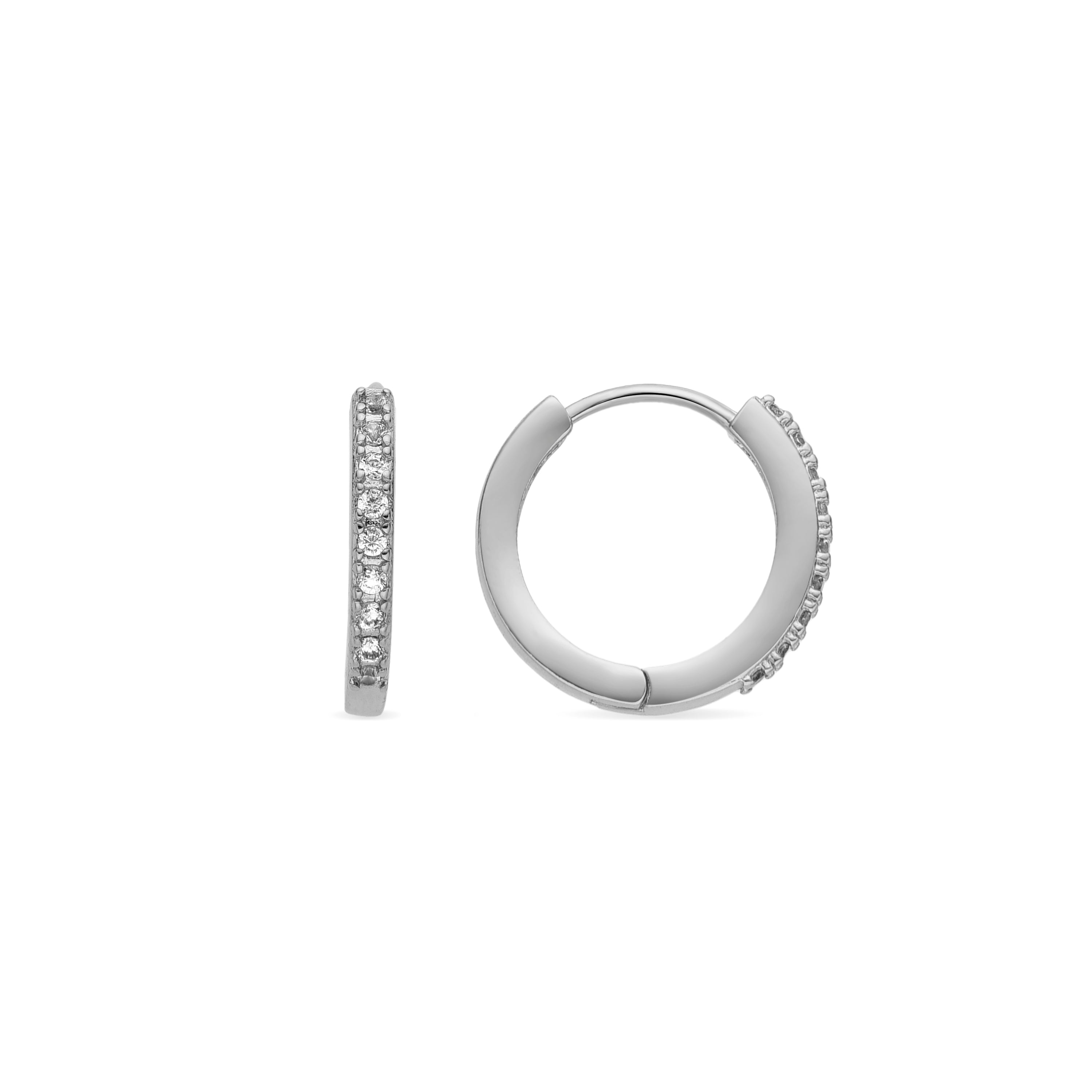 Earrings with shiny zirconia in silver finish - Kadin